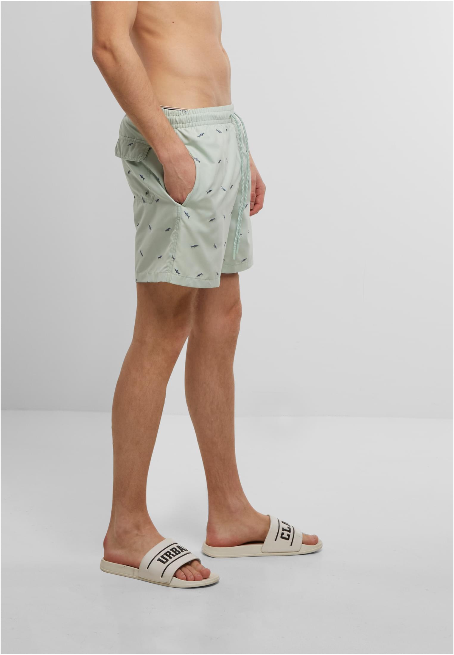 UC Men Pantaloncini Embroidery Swim frotmint/vintageblue