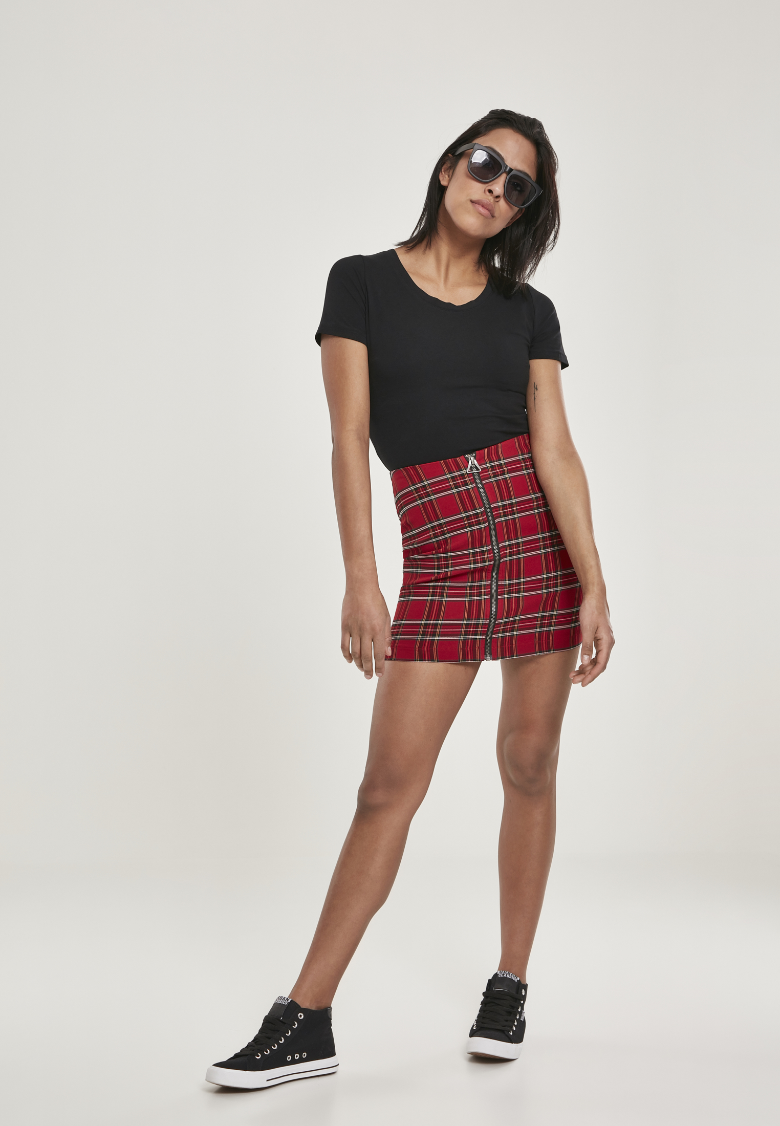 Ladies Short Checker Skirt-TB2845