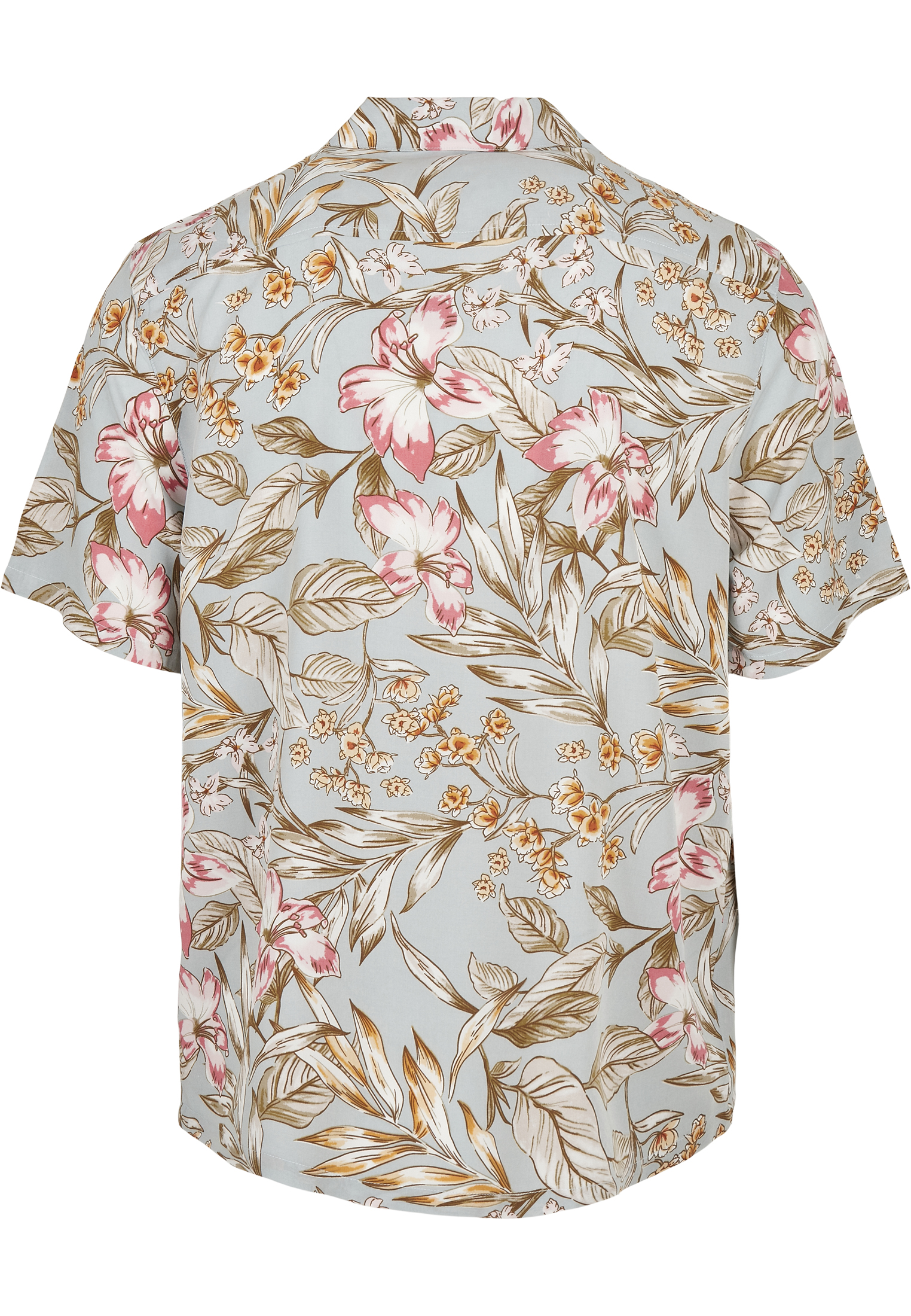 UC Men Camicia Viscose Resort lightblue hibiscus