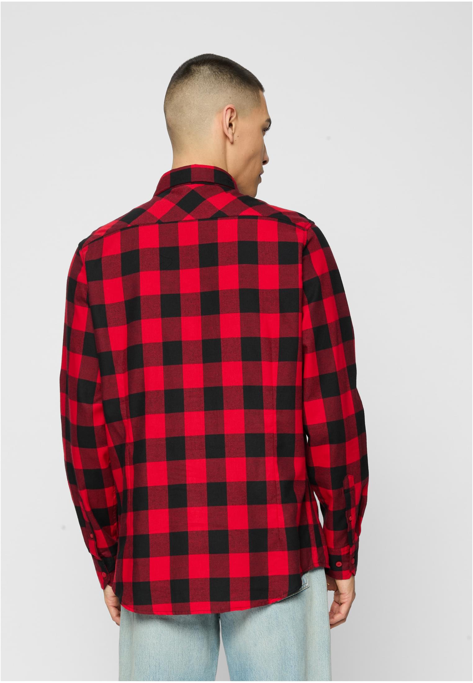 UC Men Camicia Checked Flanell blk/red