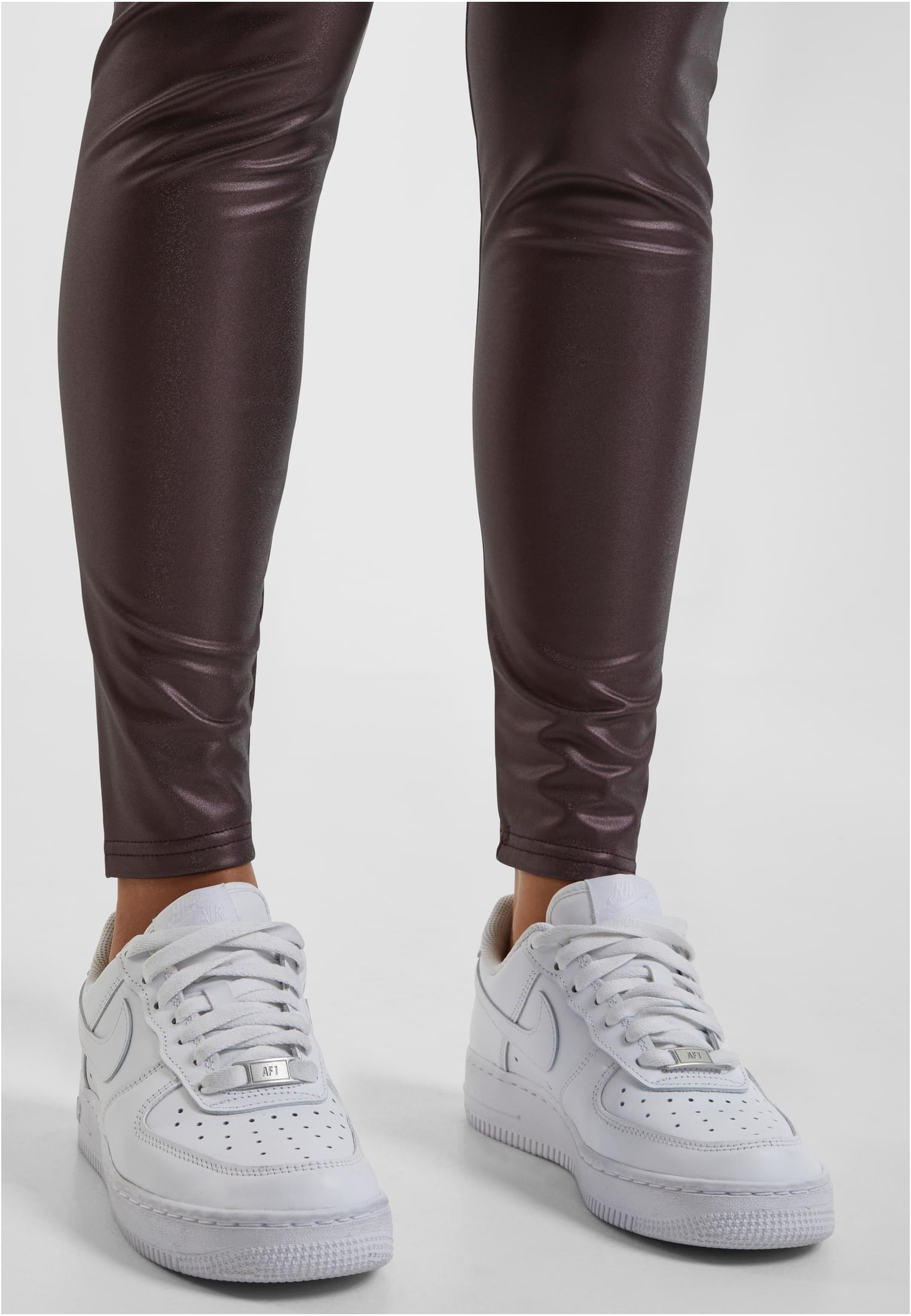 UC Ladies Leggings Faux Leather High Waist redwine