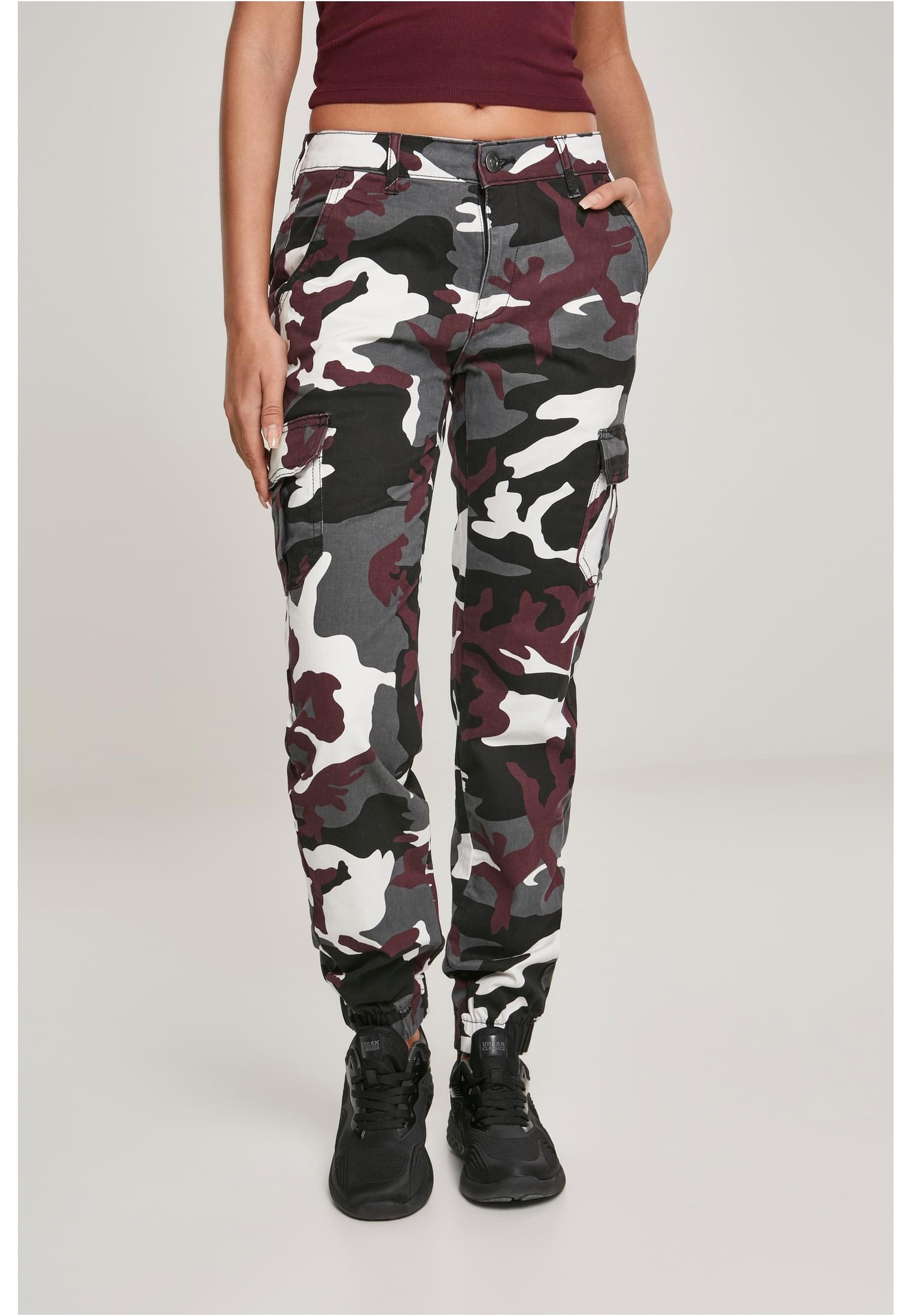 UC Ladies Pantaloni High Waist Camo Cargo wine camo