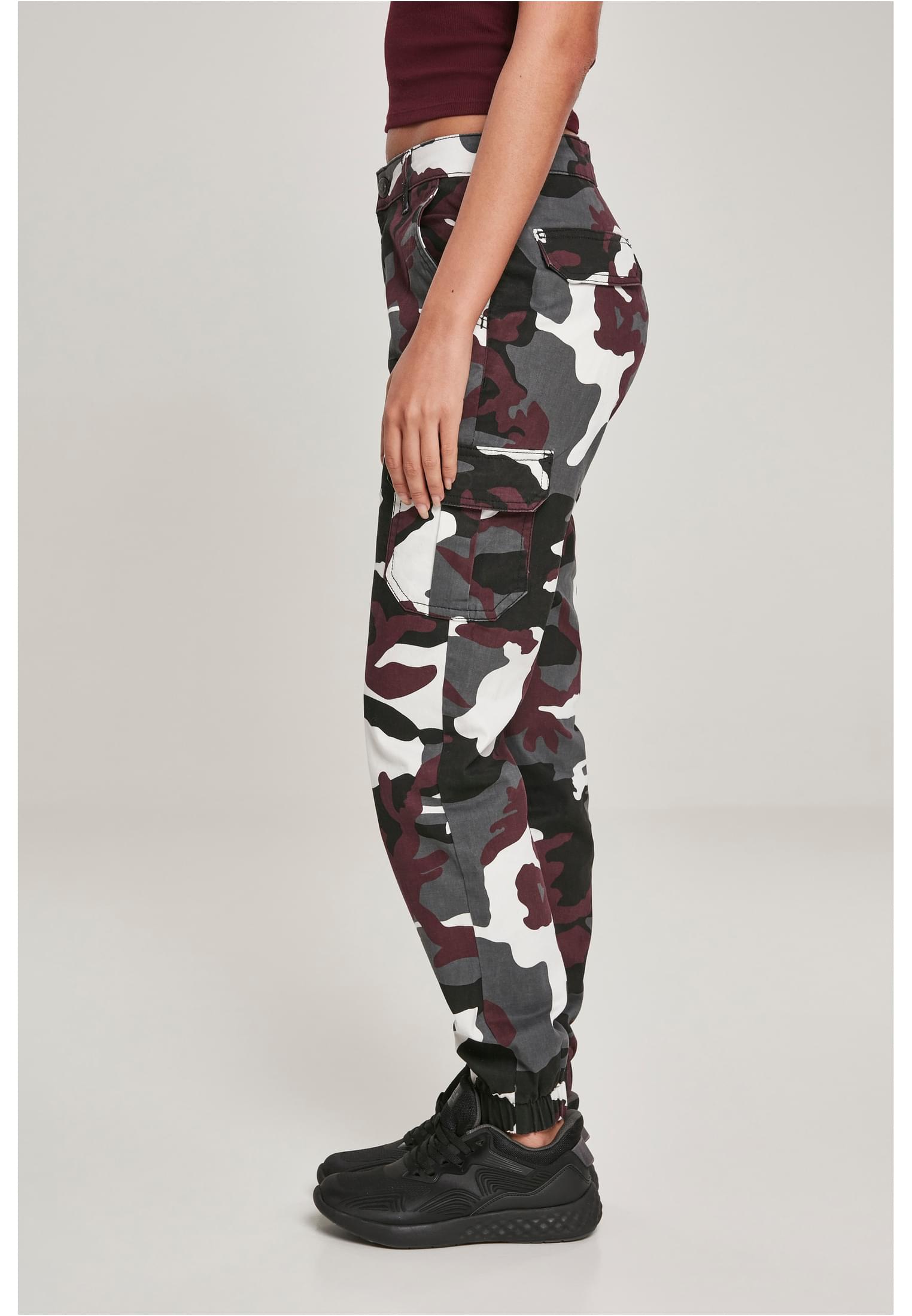UC Ladies Pantaloni High Waist Camo Cargo wine camo