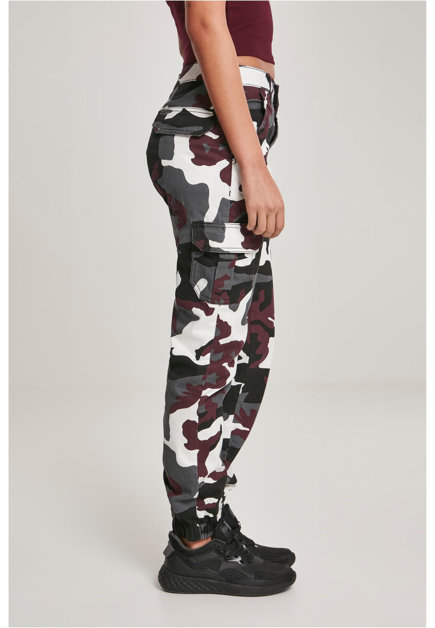 UC Ladies Pantaloni High Waist Camo Cargo wine camo