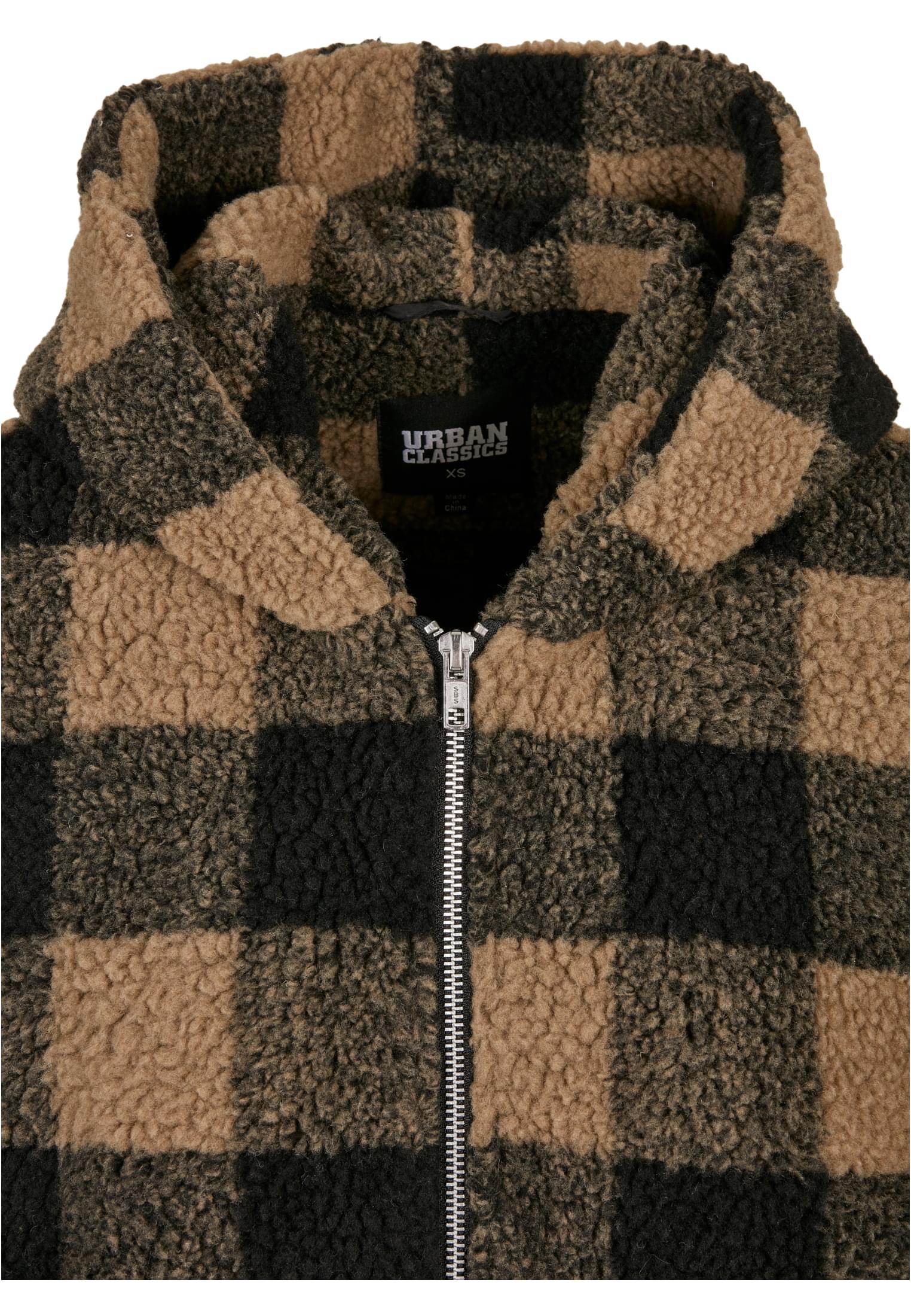Ladies Oversized Sherpa Check Jacket-TB3056 Hooded