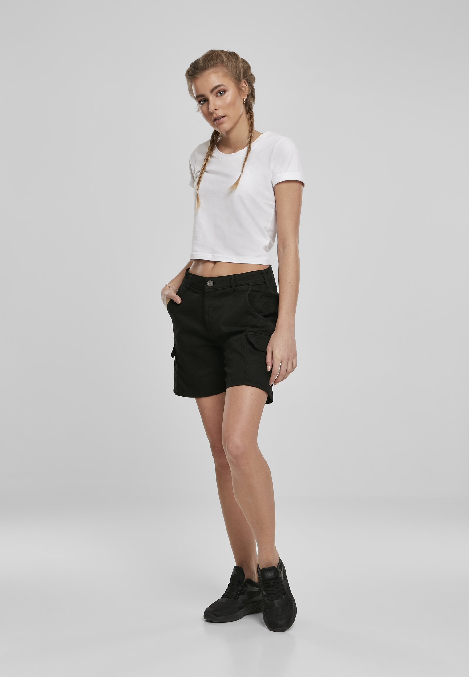 Ladies High Waist Cargo Shorts-TB3431