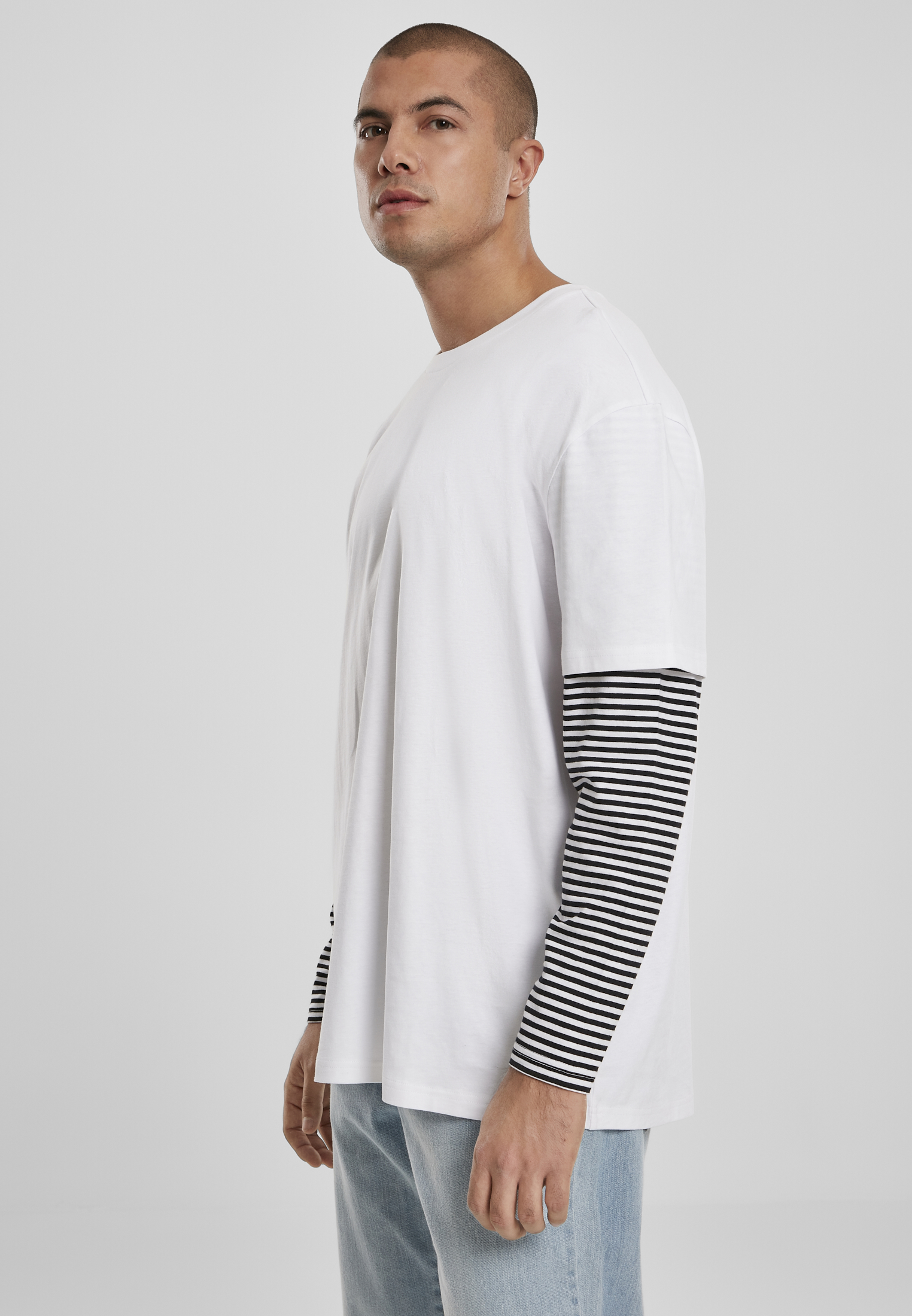 Oversized Double Tee-TB3498 LS Striped Layer