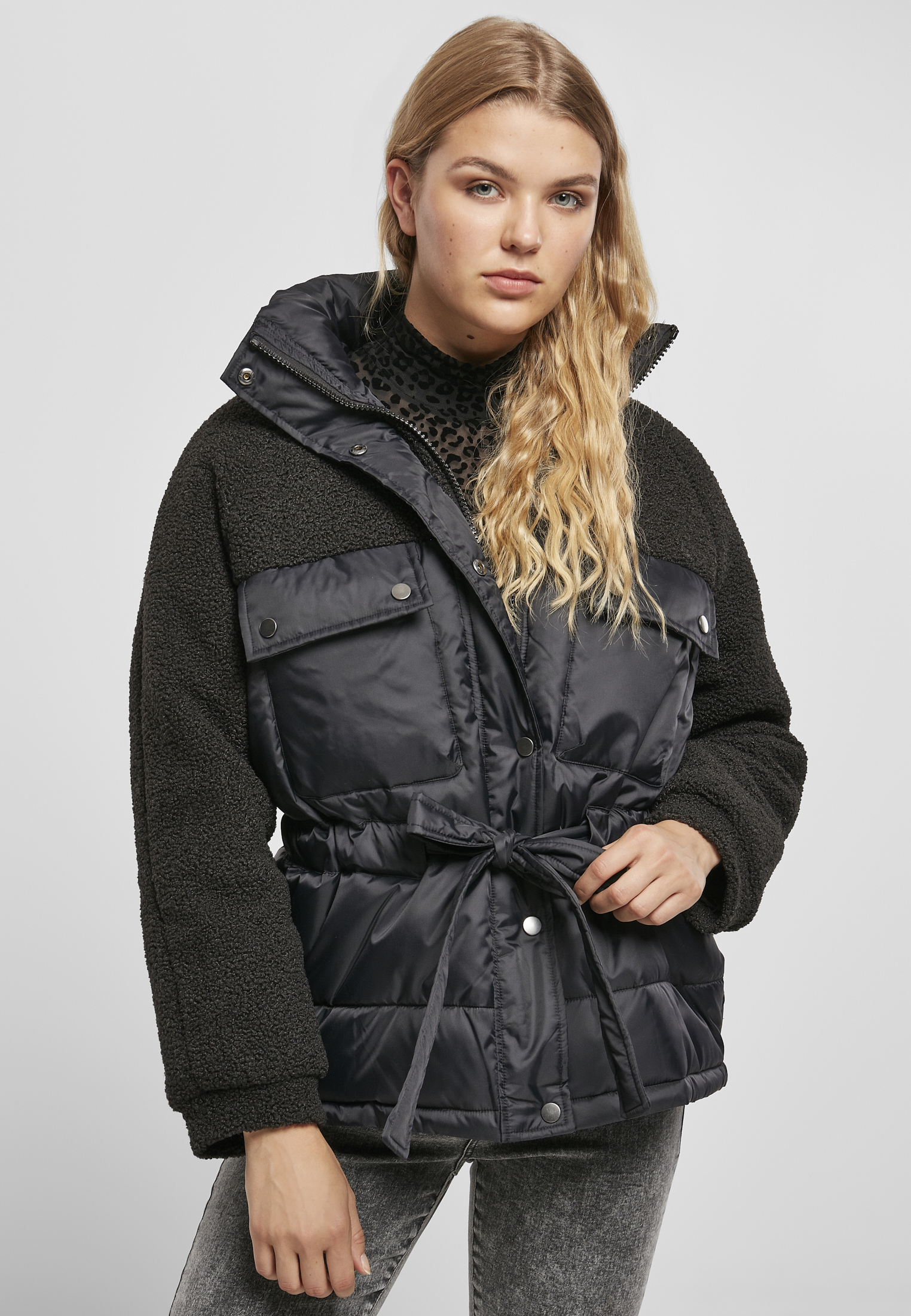 sherpa puffer jacket womens