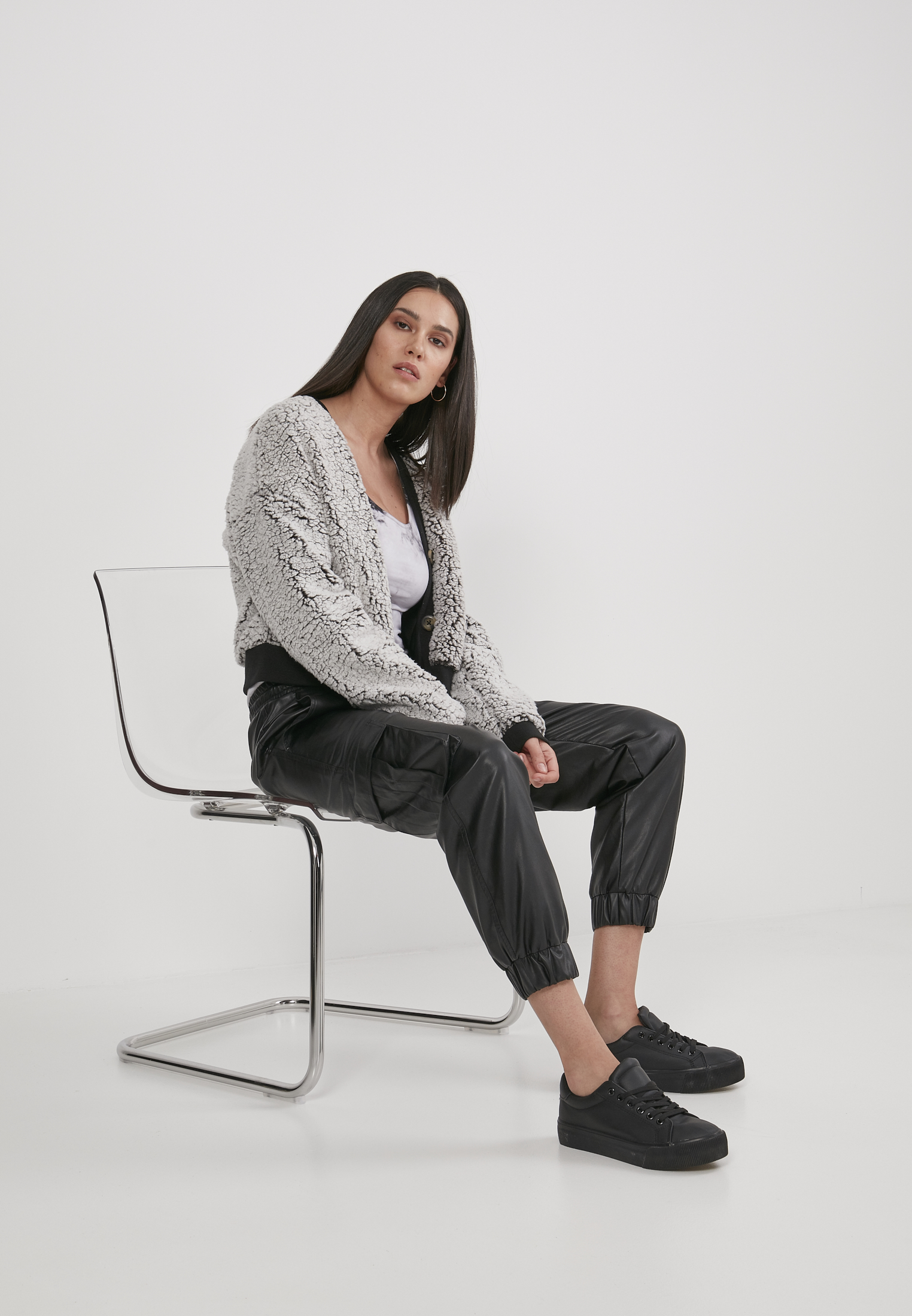 Urban Classics Pantaloni Faux Leather Cargo