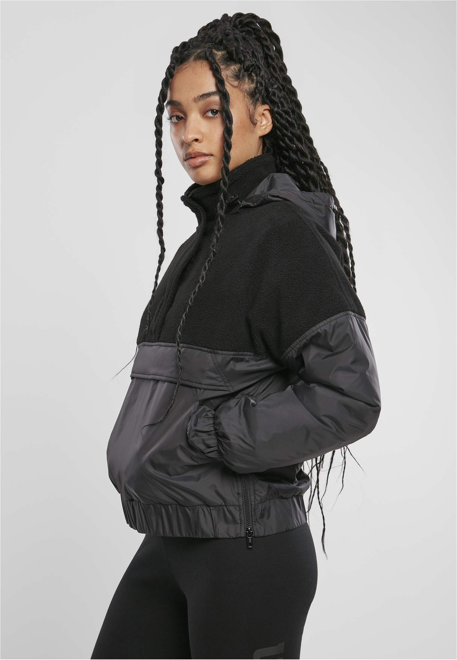 Visita lo Store di Urban ClassicsUrban Classics Ladies Hooded Oversized Check Sherpa Jacket Giacca Donna 