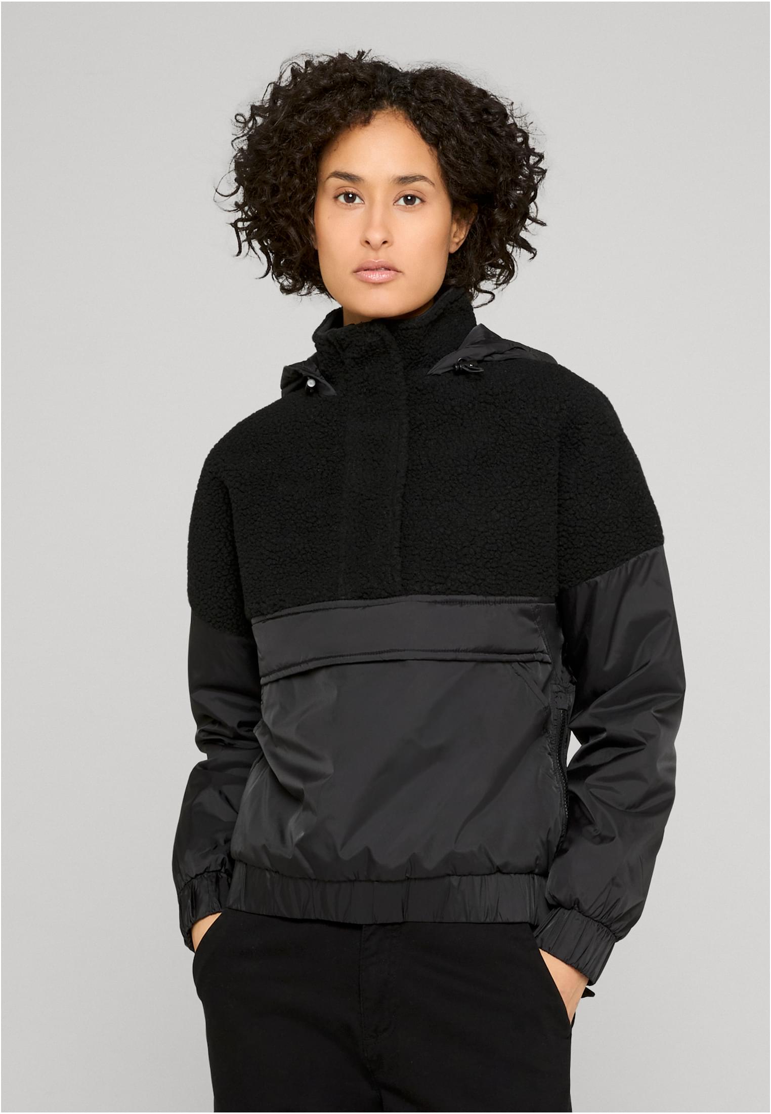 UC Ladies Giacca Sherpa Mix Pull Over black/black