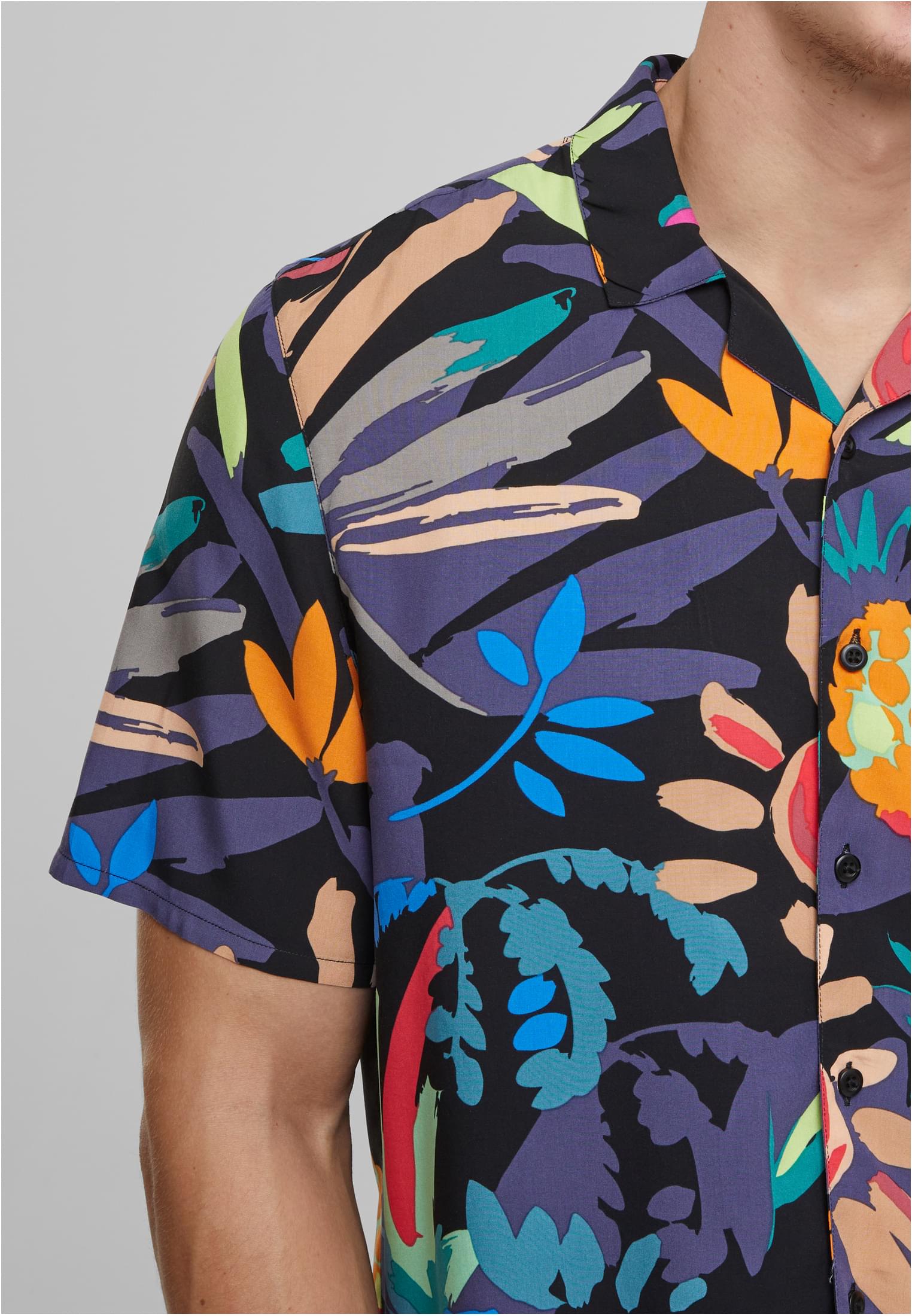 Urban Classics Camicia Viscose AOP Resort blackfruity