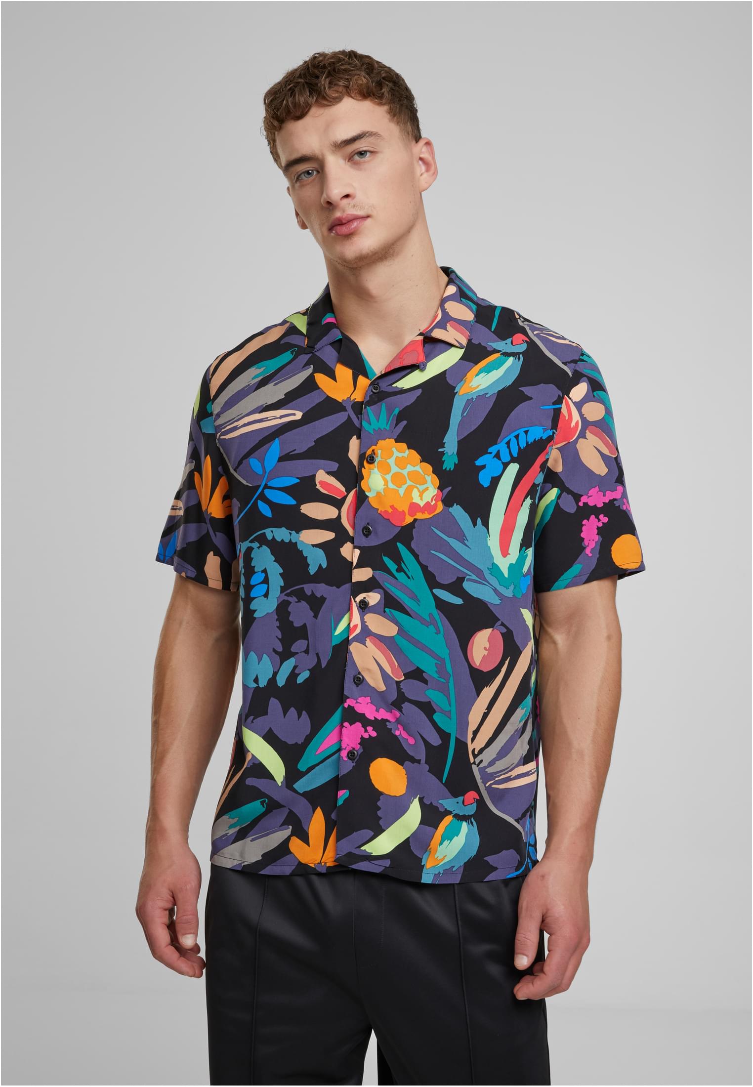 Urban Classics Camicia Viscose AOP Resort blackfruity
