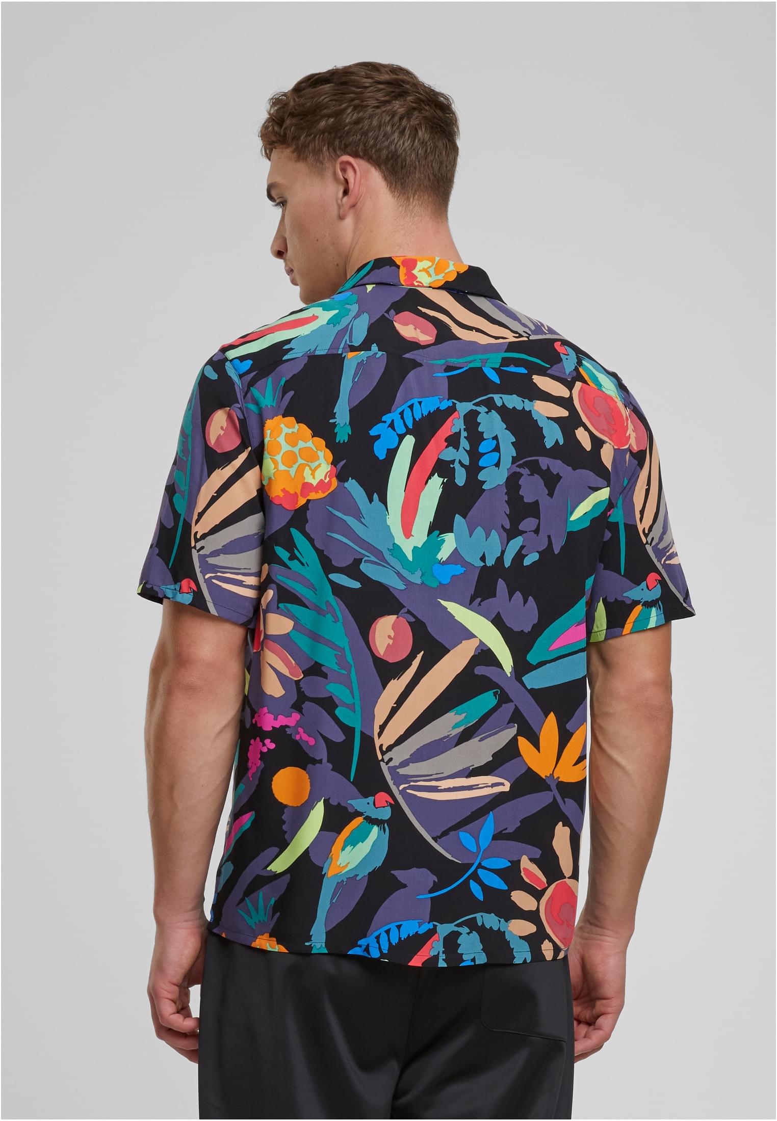 Urban Classics Camicia Viscose AOP Resort blackfruity