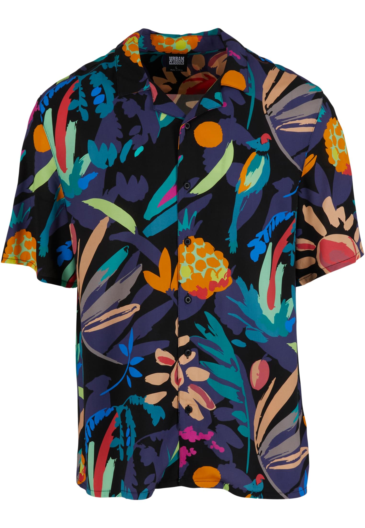 Urban Classics Camicia Viscose AOP Resort blackfruity