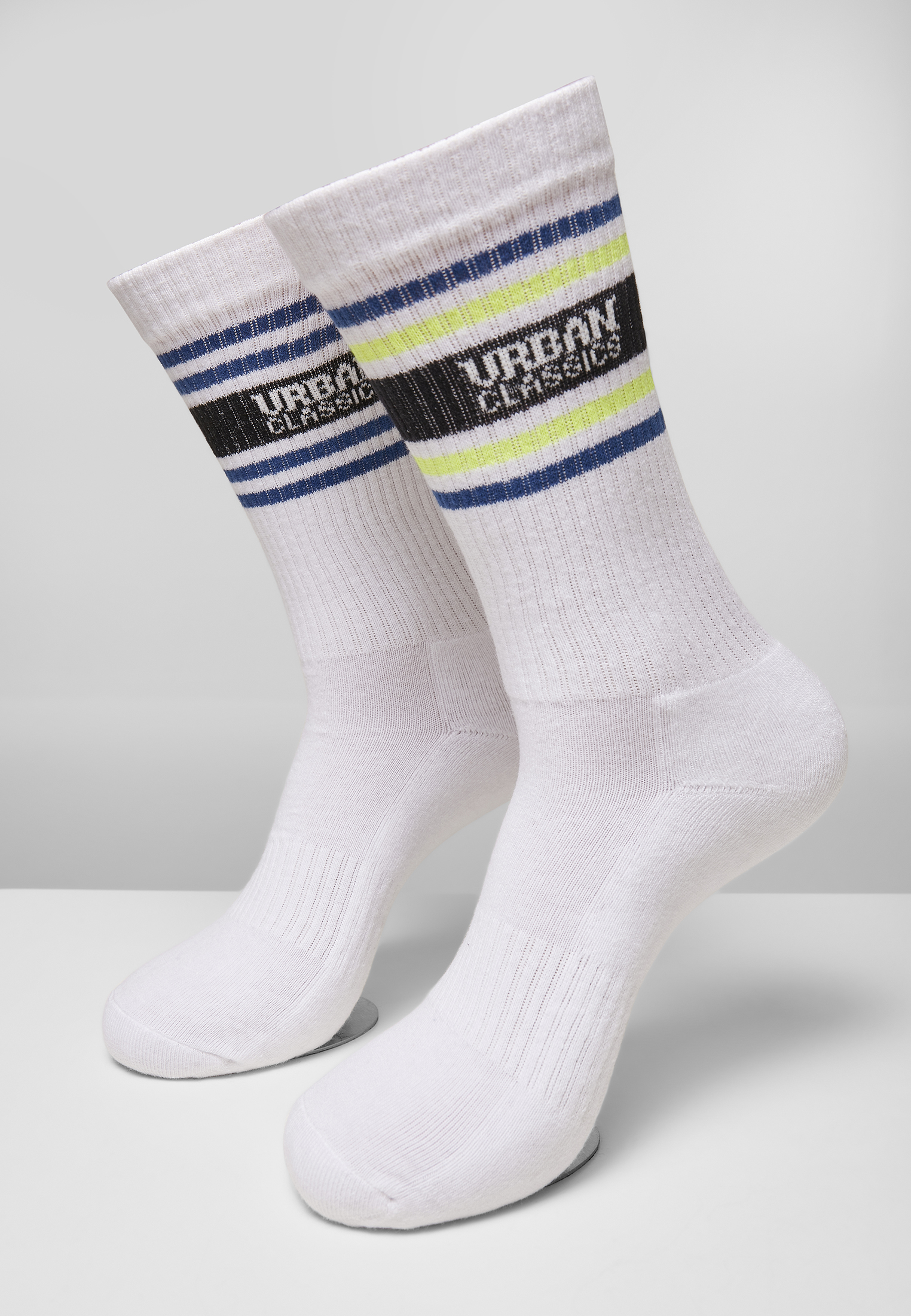 Urban Classics Calze Logo Stripe white+blue+green+neonyellow
