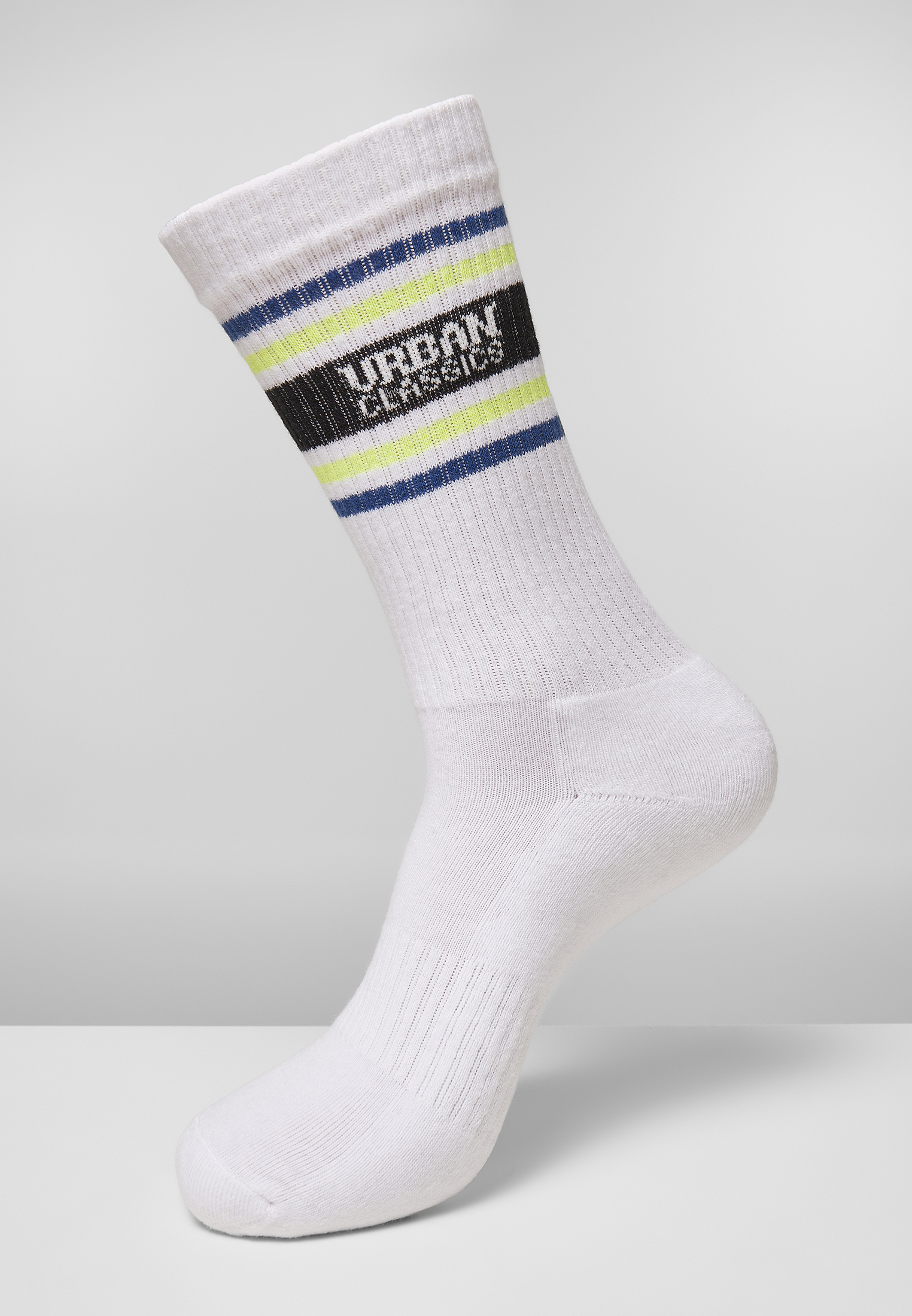 Urban Classics Calze Logo Stripe white+blue+green+neonyellow