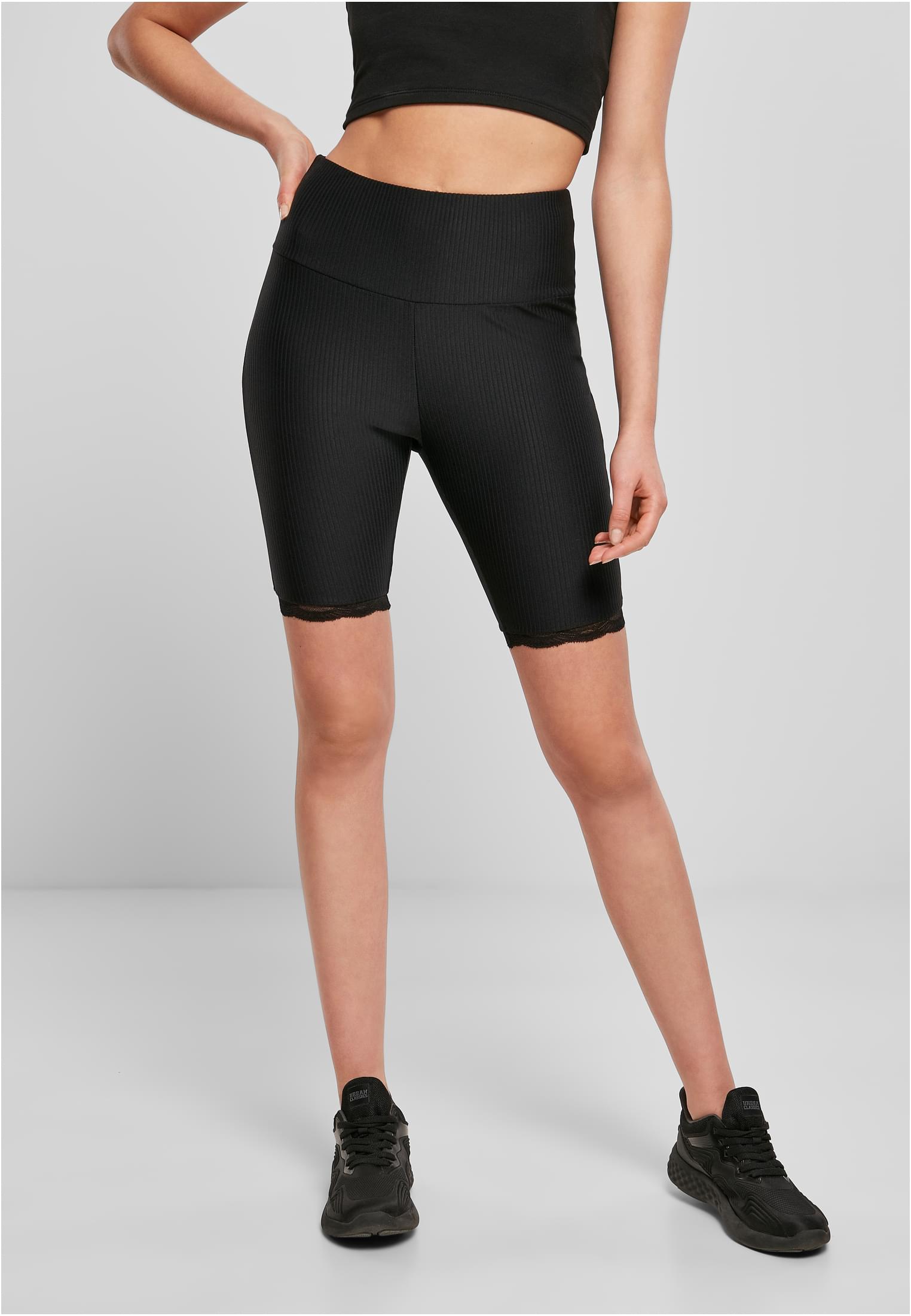 UC Ladies Pantaloncini High Waist Rib Lace Hem Cycle