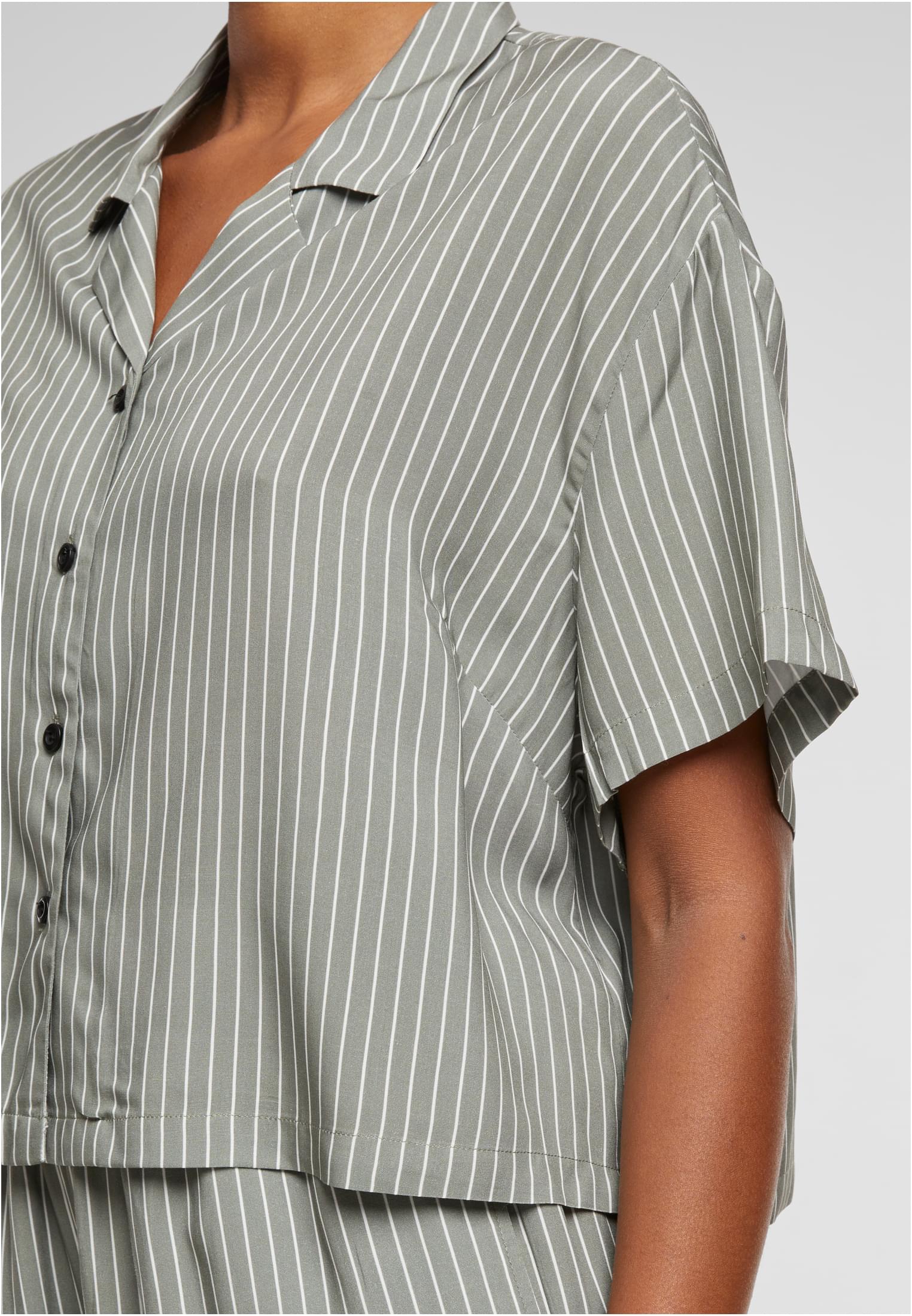 UC Ladies Camicia Viscose Resort paleolive/white
