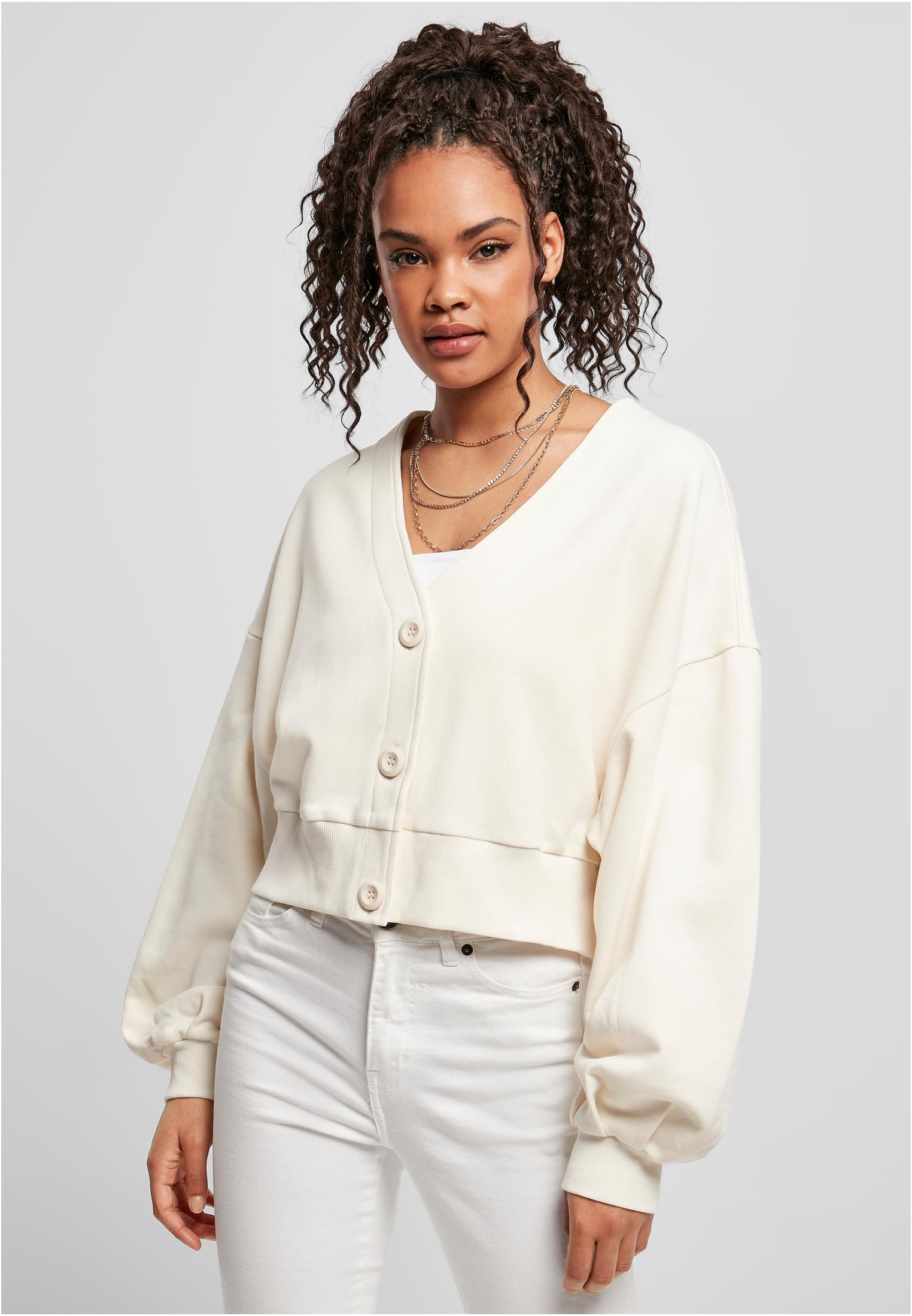 Urban Classics Cardigan Essentials Oversized Short Terry whitesand