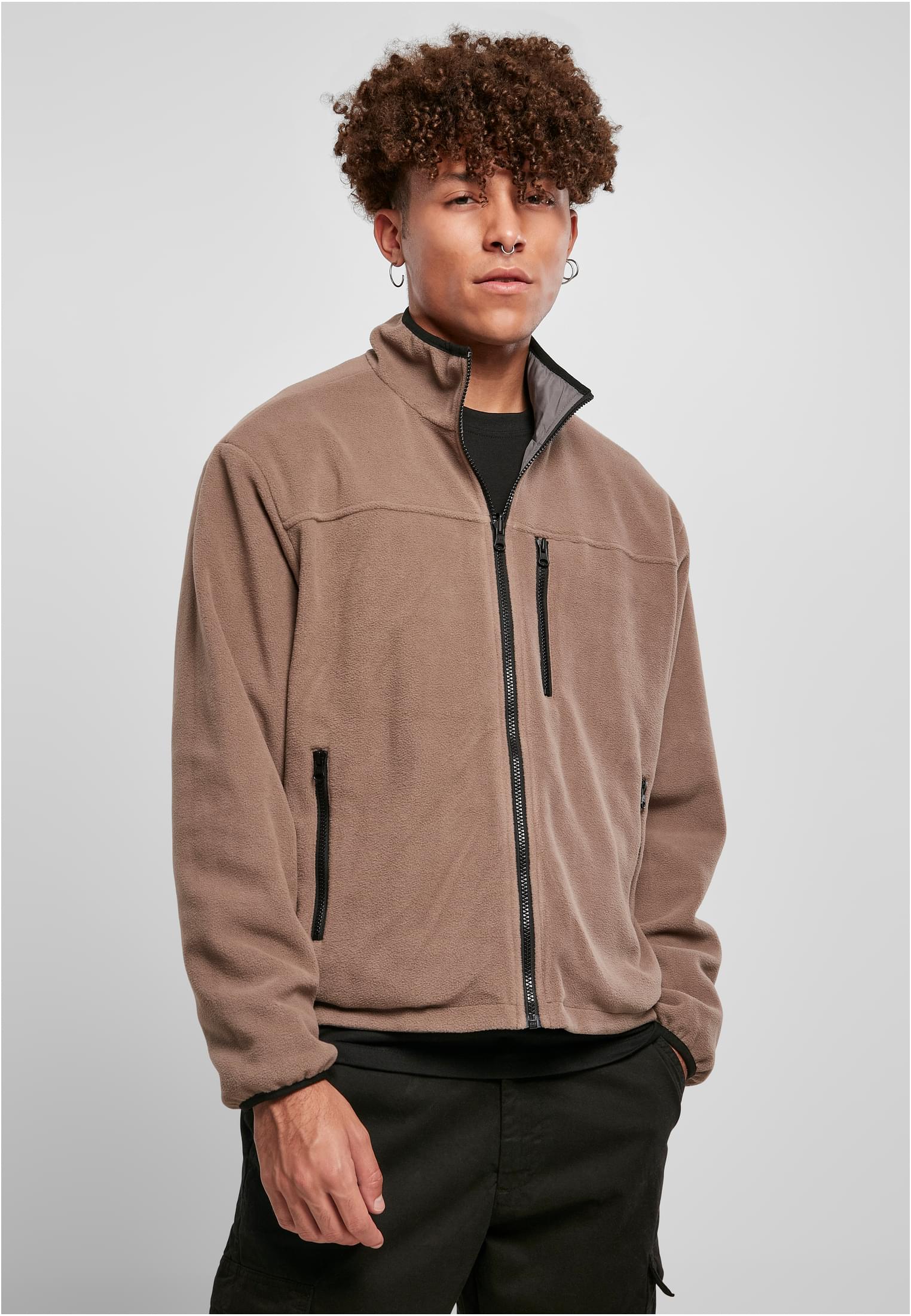 Urban Classics Giacca Reversible Polar Fleece darkkhaki/asphalt