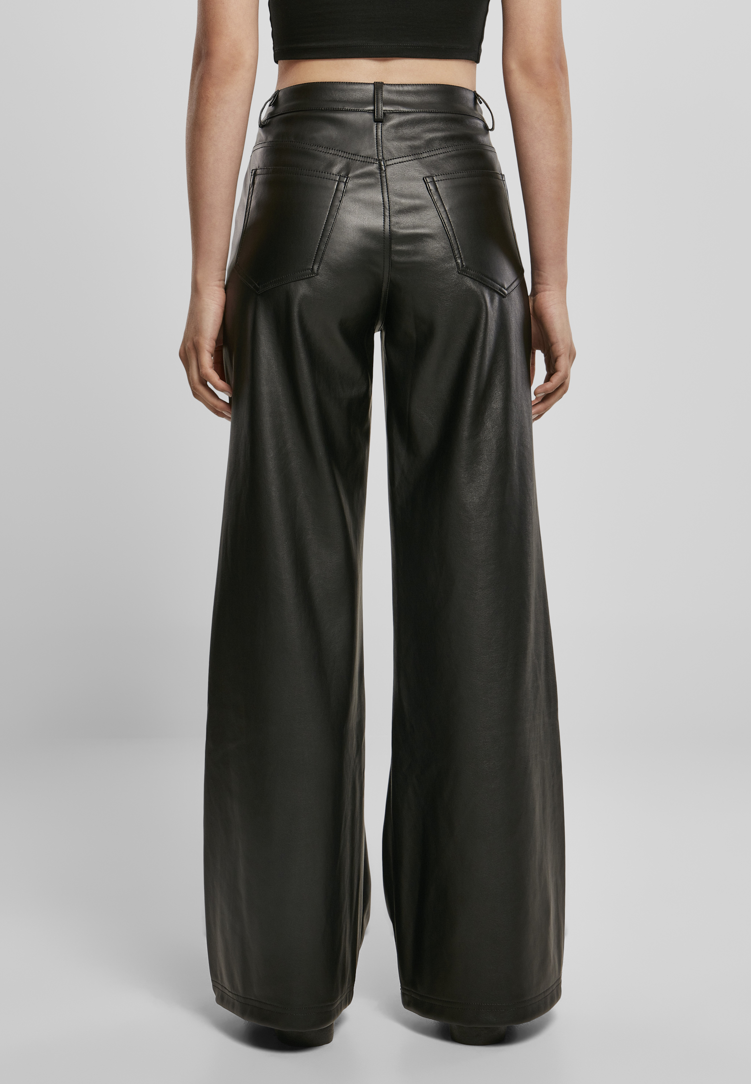 Off Duty India Trousers and Pants  Buy Off Duty India Jet Black Wide Leg  Leather Pant Online  Nykaa Fashion
