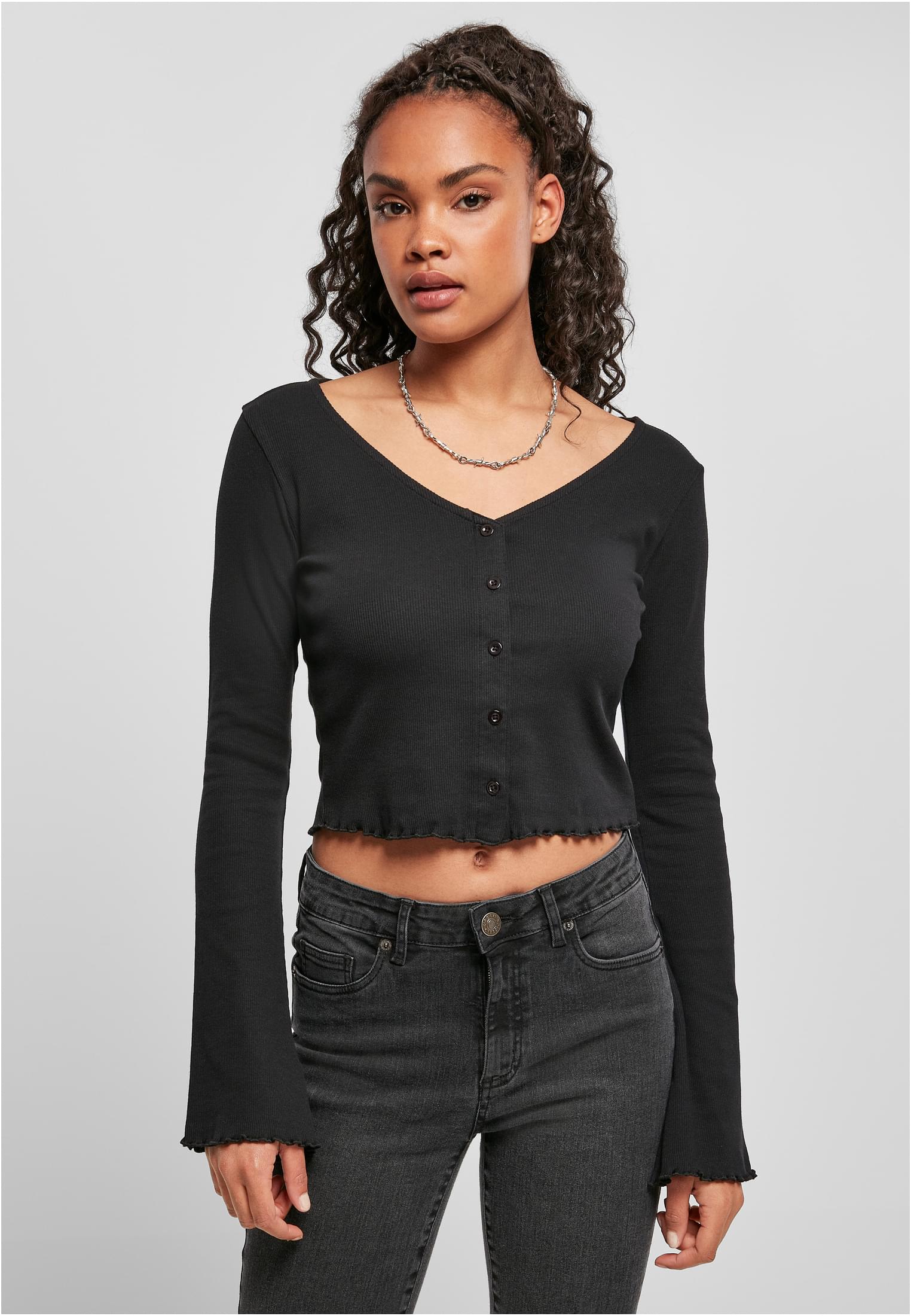 UC Ladies Cardigan Cropped Rib