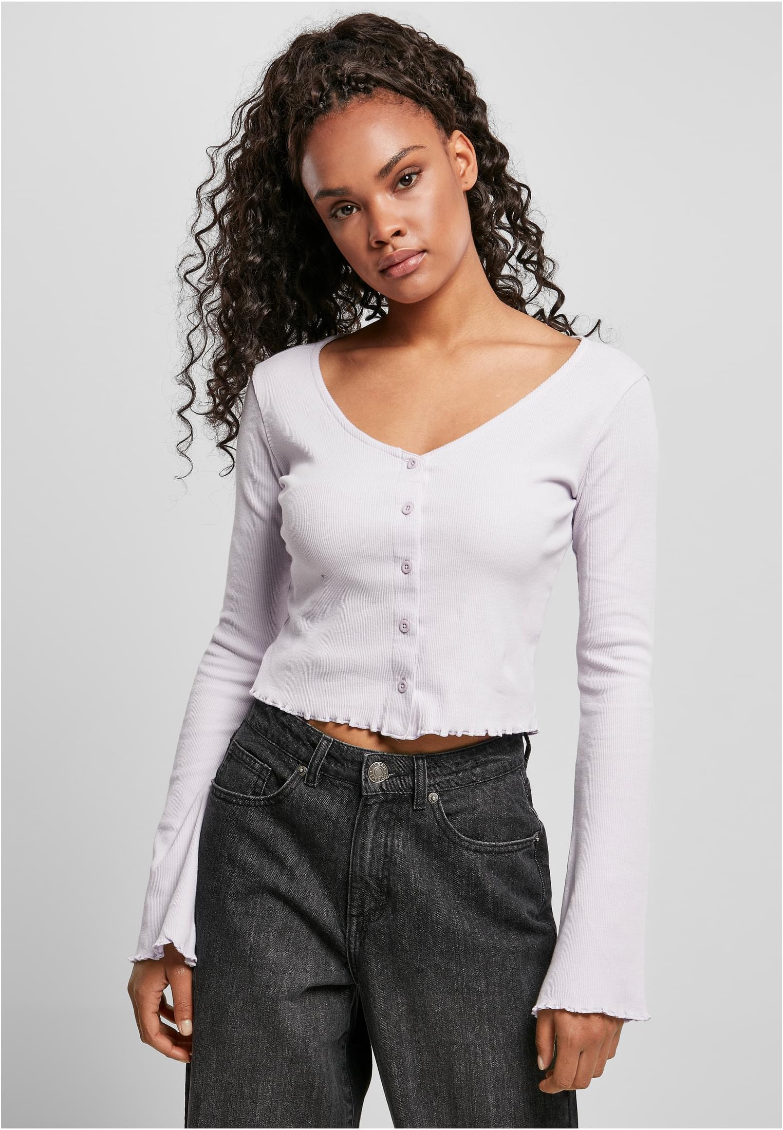 Urban Classics Cardigan Cropped Rib softlilac