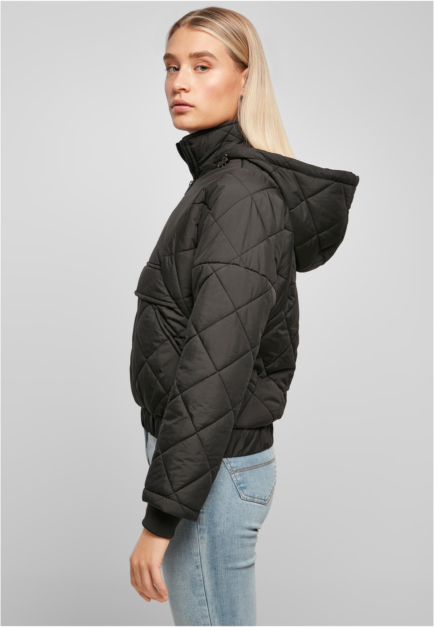 Ladies Oversized Pull Quilted Jacket-TB4555 Diamond Over