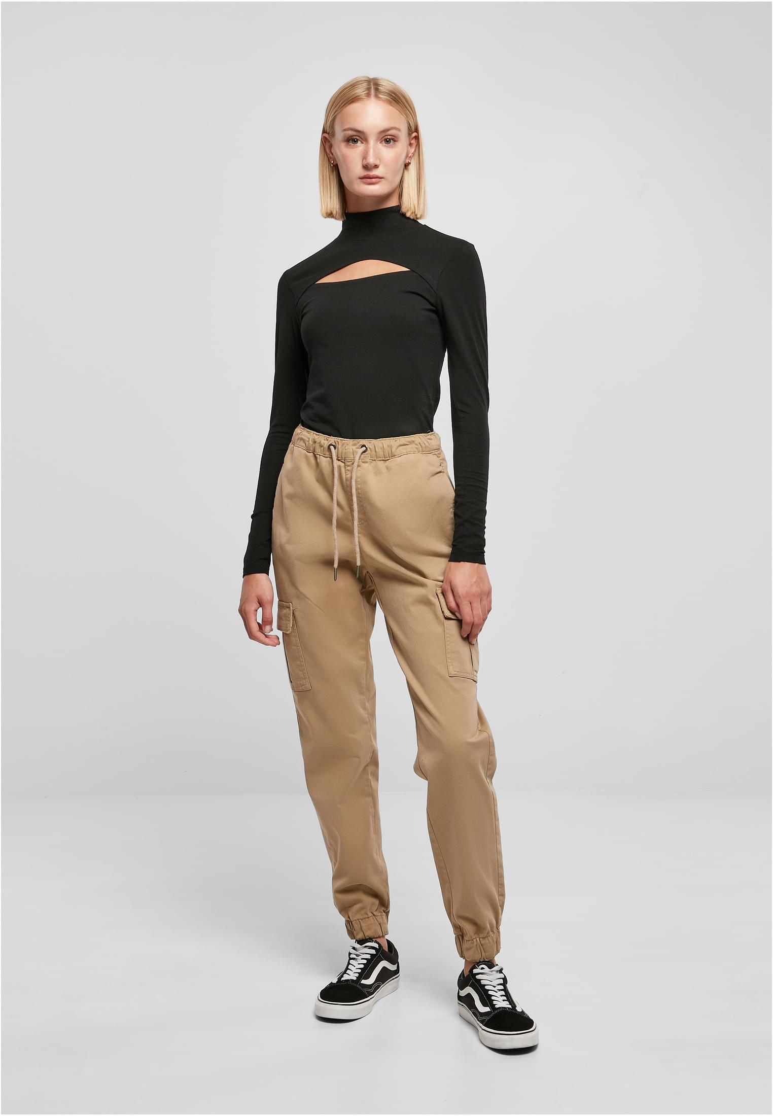 UC Ladies Pantaloni High Waist Cargo Comfort Jogging softtaupe