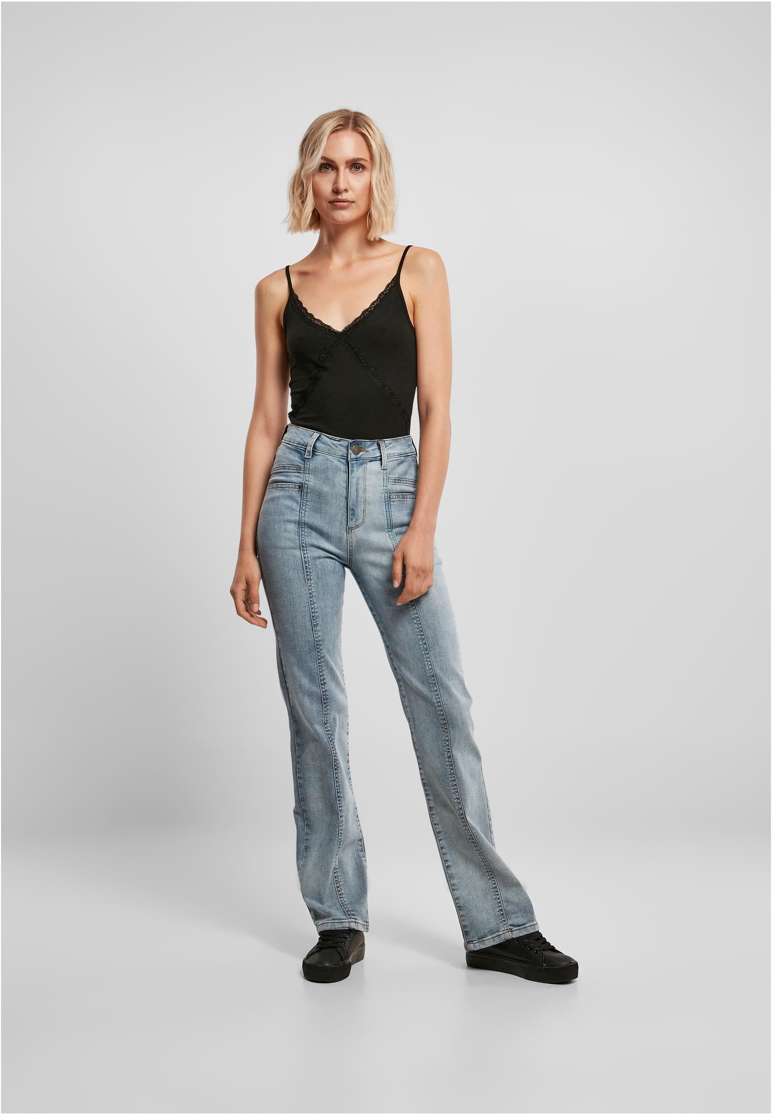 Urban Classics Pantaloni High Waist Straight Slit tintedlightbluewashed
