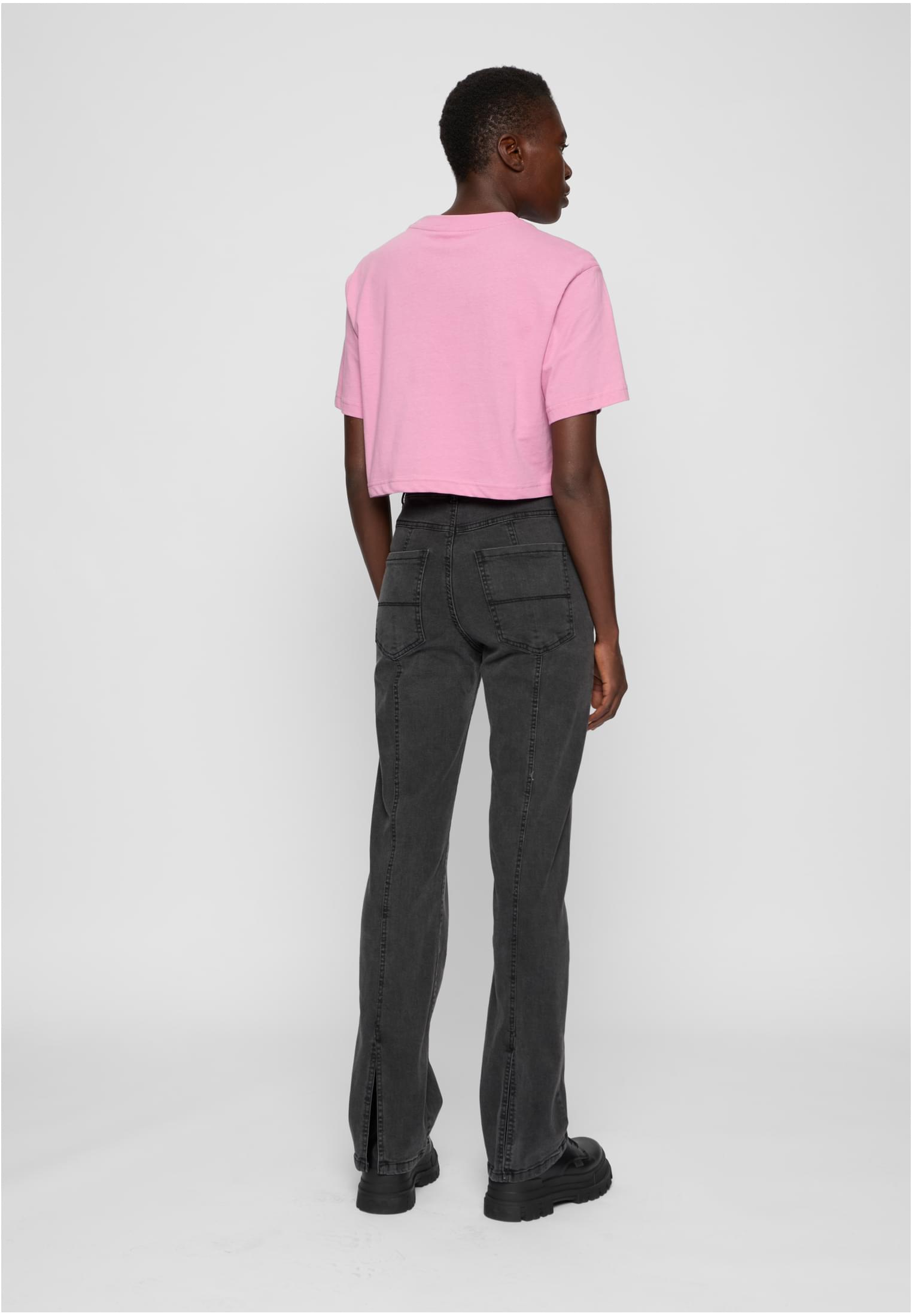 UC Ladies Pantaloni High Waist Straight Slit blackwashed
