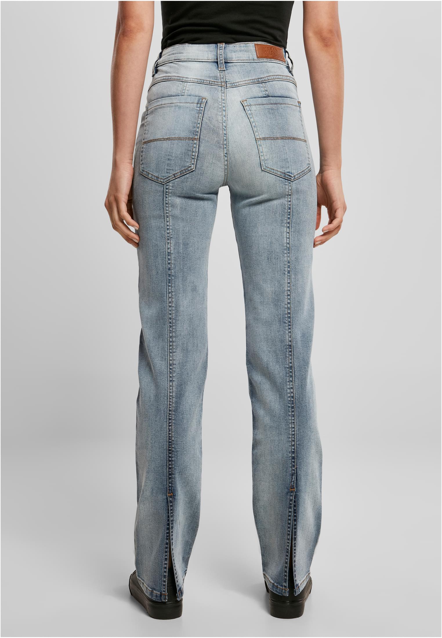 Urban Classics Pantaloni High Waist Straight Slit tintedlightbluewashed
