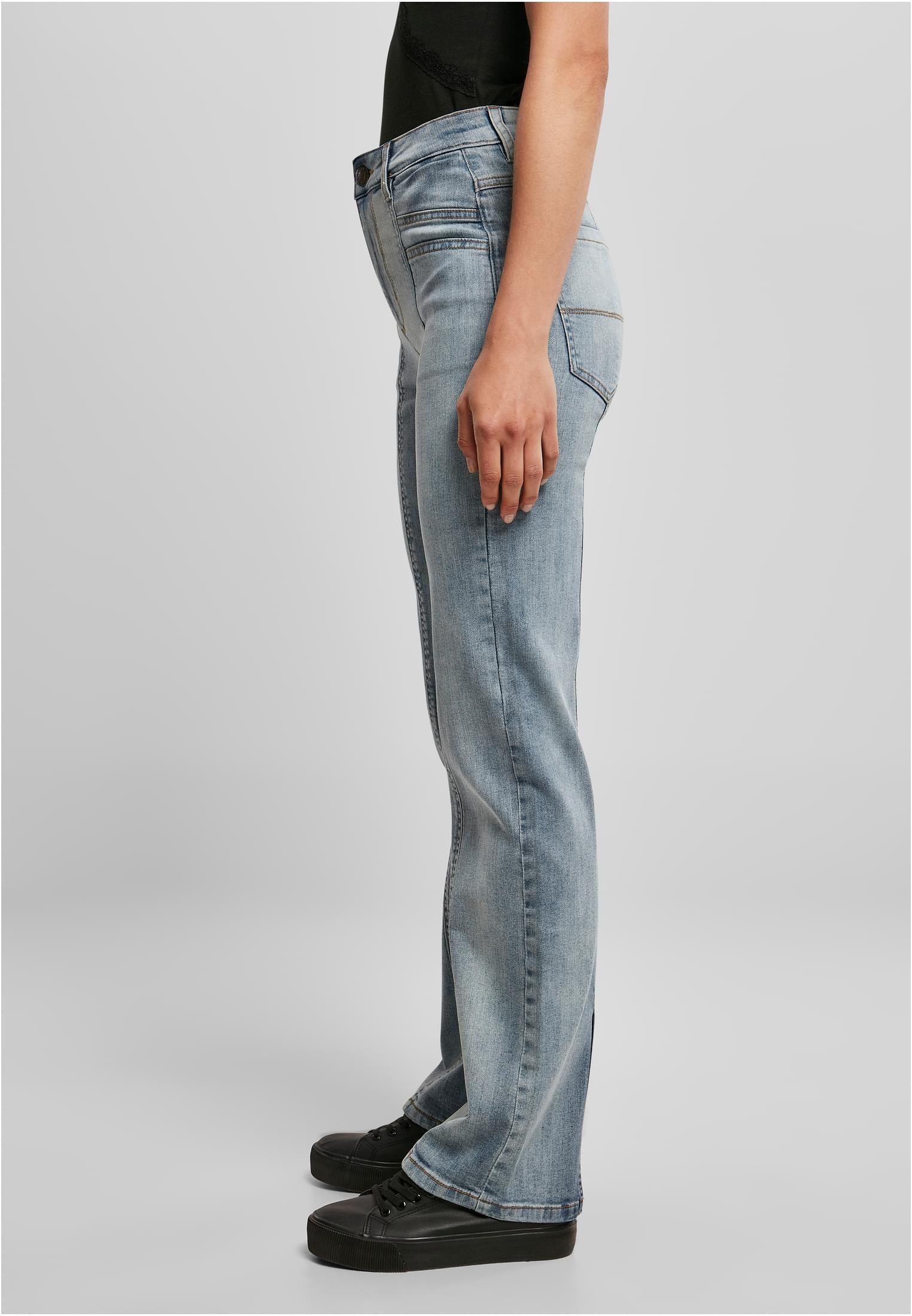 Urban Classics Pantaloni High Waist Straight Slit tintedlightbluewashed