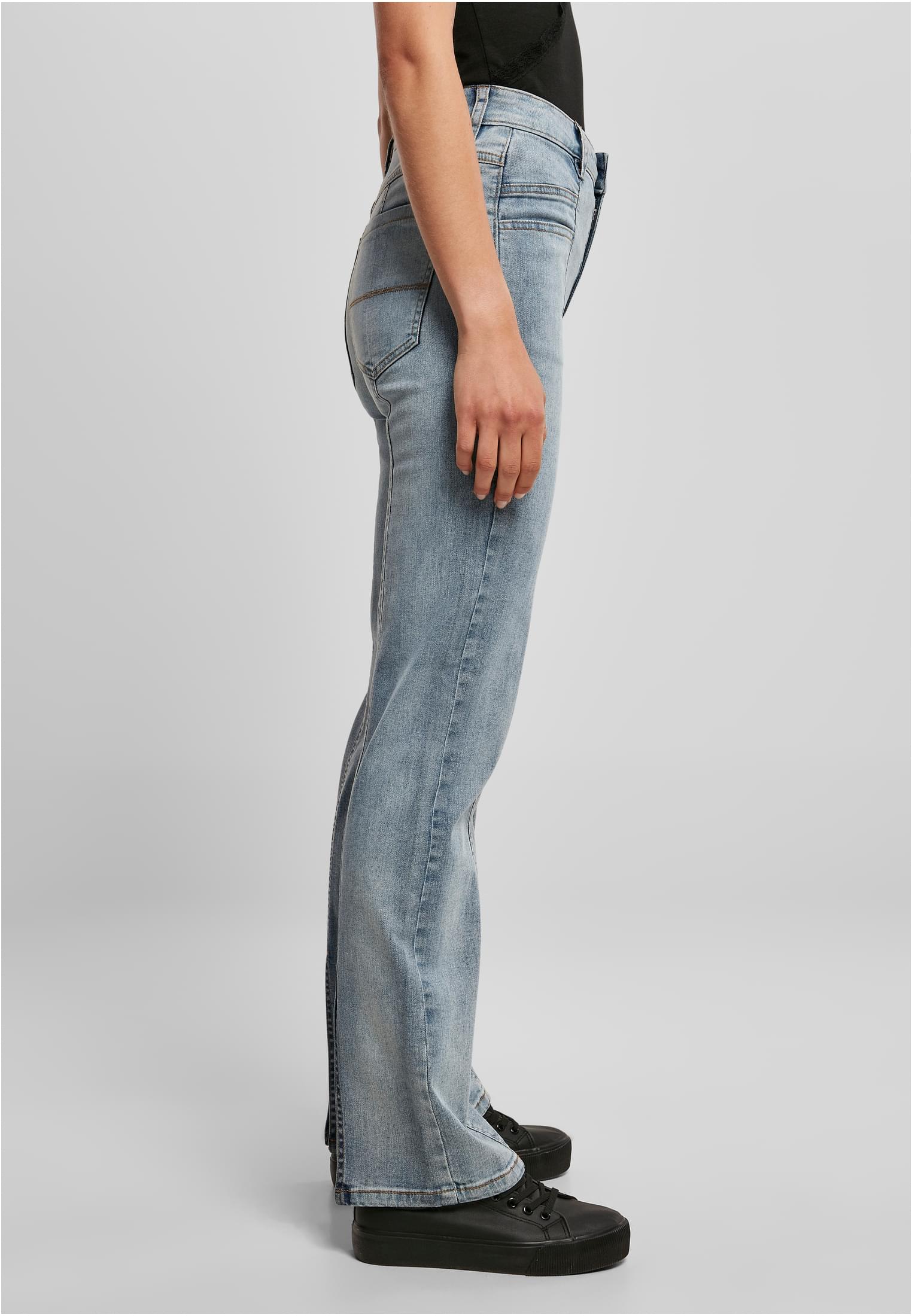 Urban Classics Pantaloni High Waist Straight Slit tintedlightbluewashed