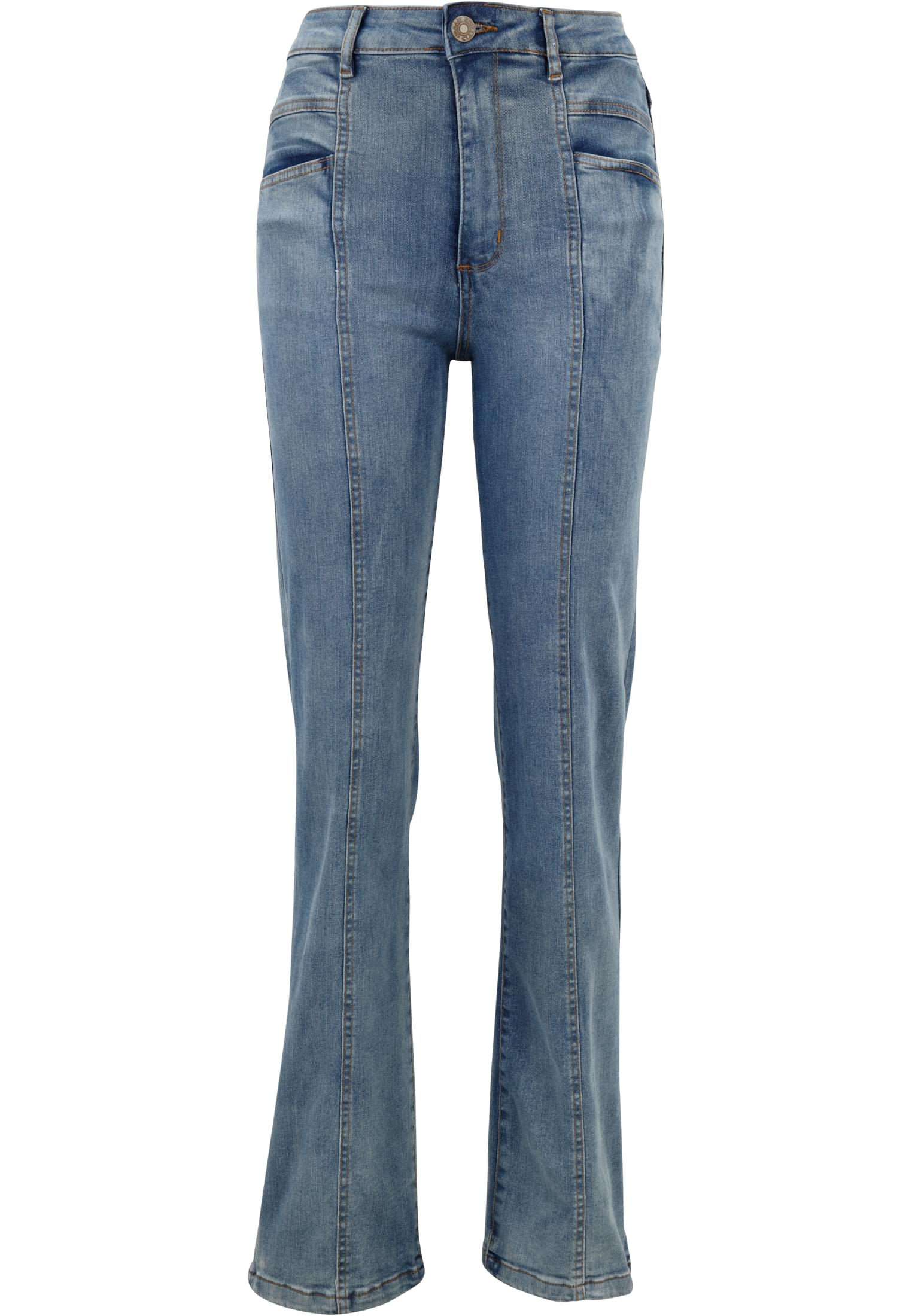 Urban Classics Pantaloni High Waist Straight Slit tintedlightbluewashed