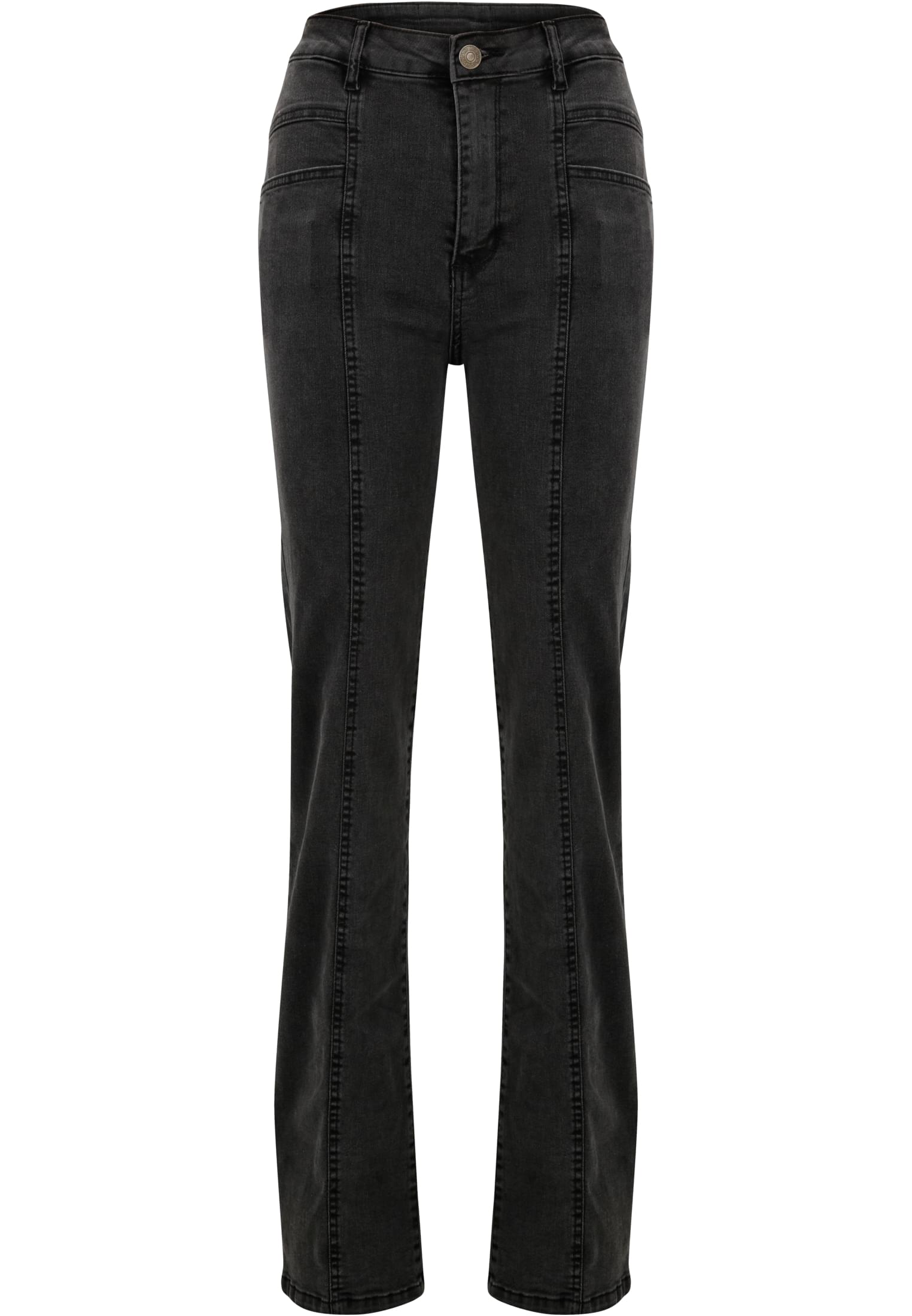 UC Ladies Pantaloni High Waist Straight Slit blackwashed