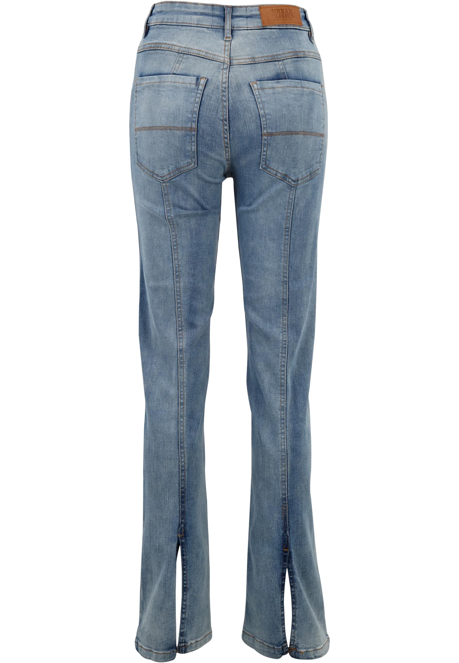 Urban Classics Pantaloni High Waist Straight Slit tintedlightbluewashed