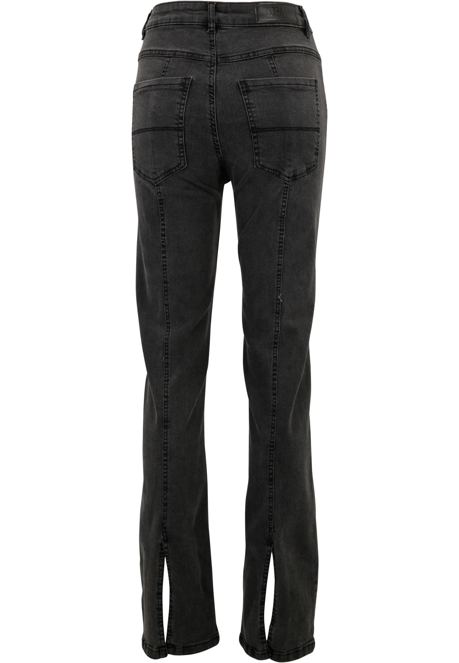 UC Ladies Pantaloni High Waist Straight Slit blackwashed