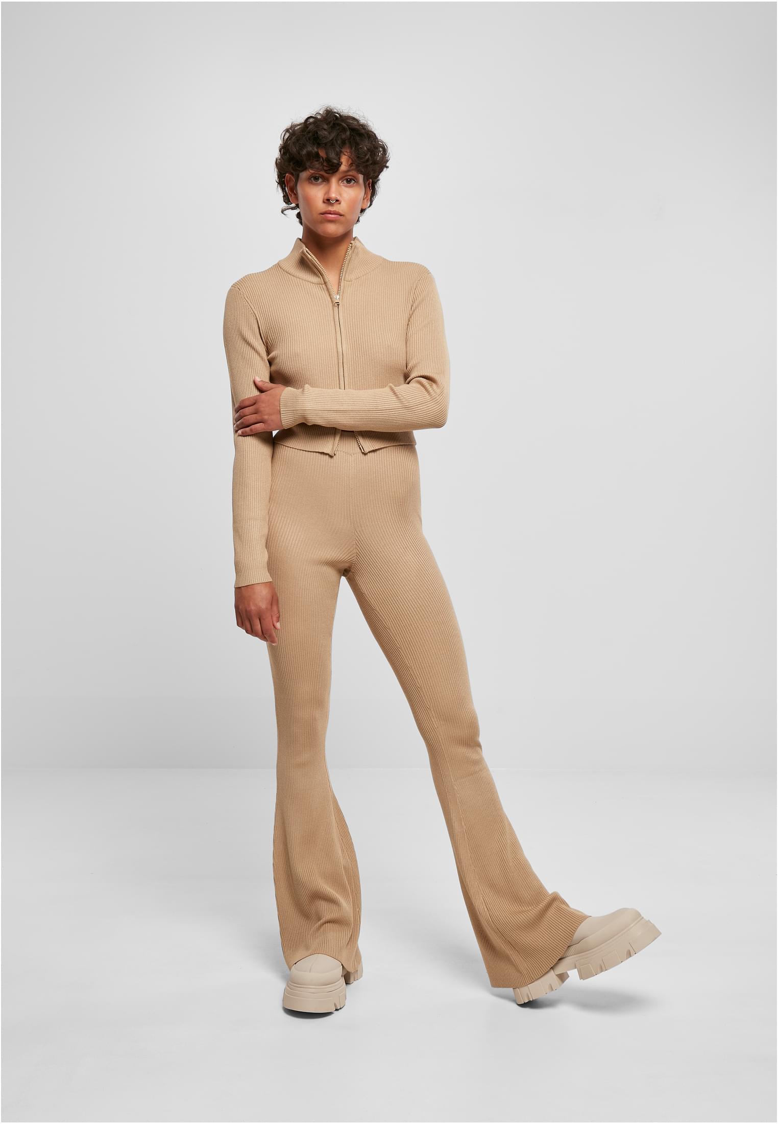 Urban Classics Leggings Rib Knit Bootcut unionbeige
