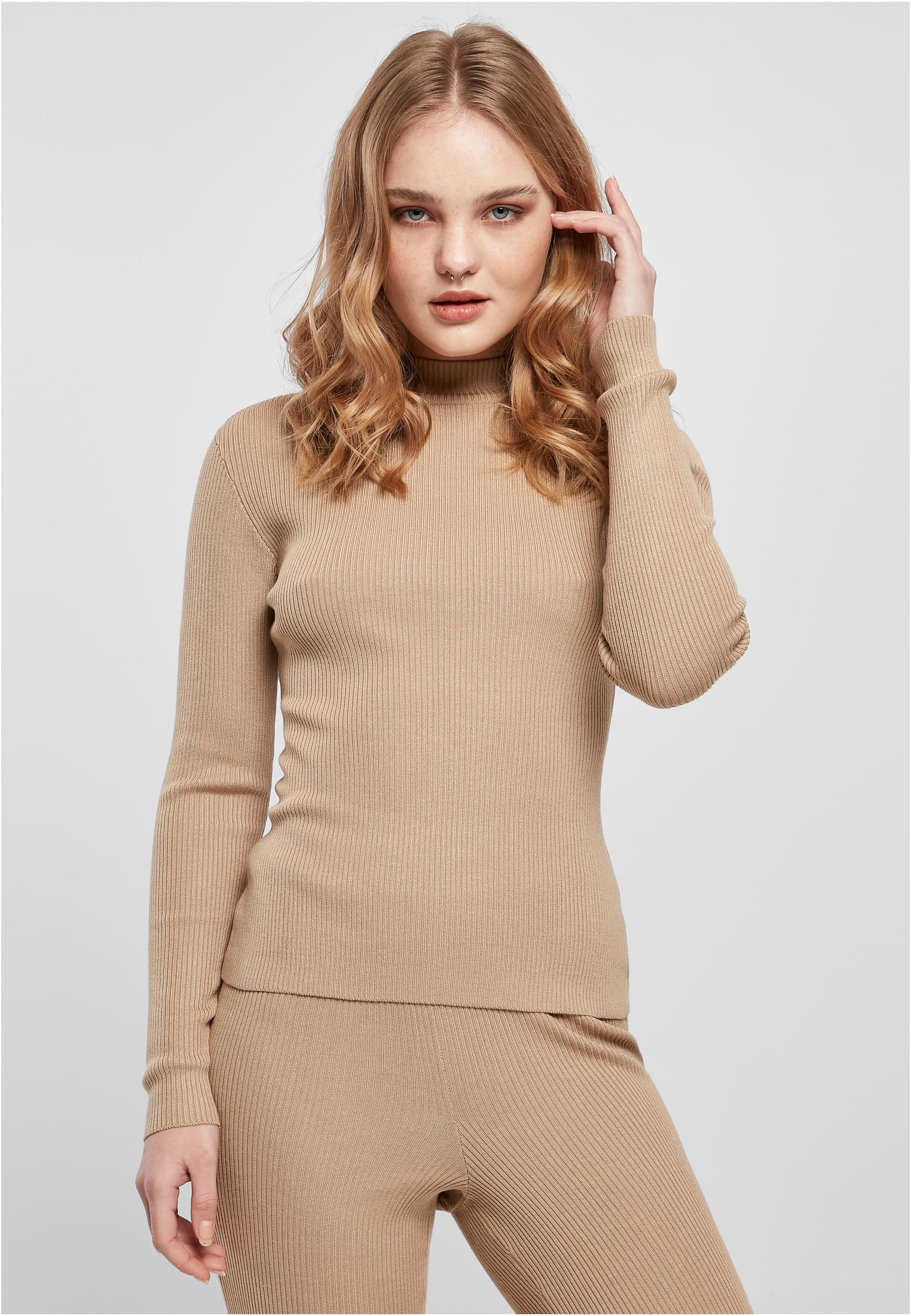 Urban Classics Maglione Rib Knit Turtelneck unionbeige