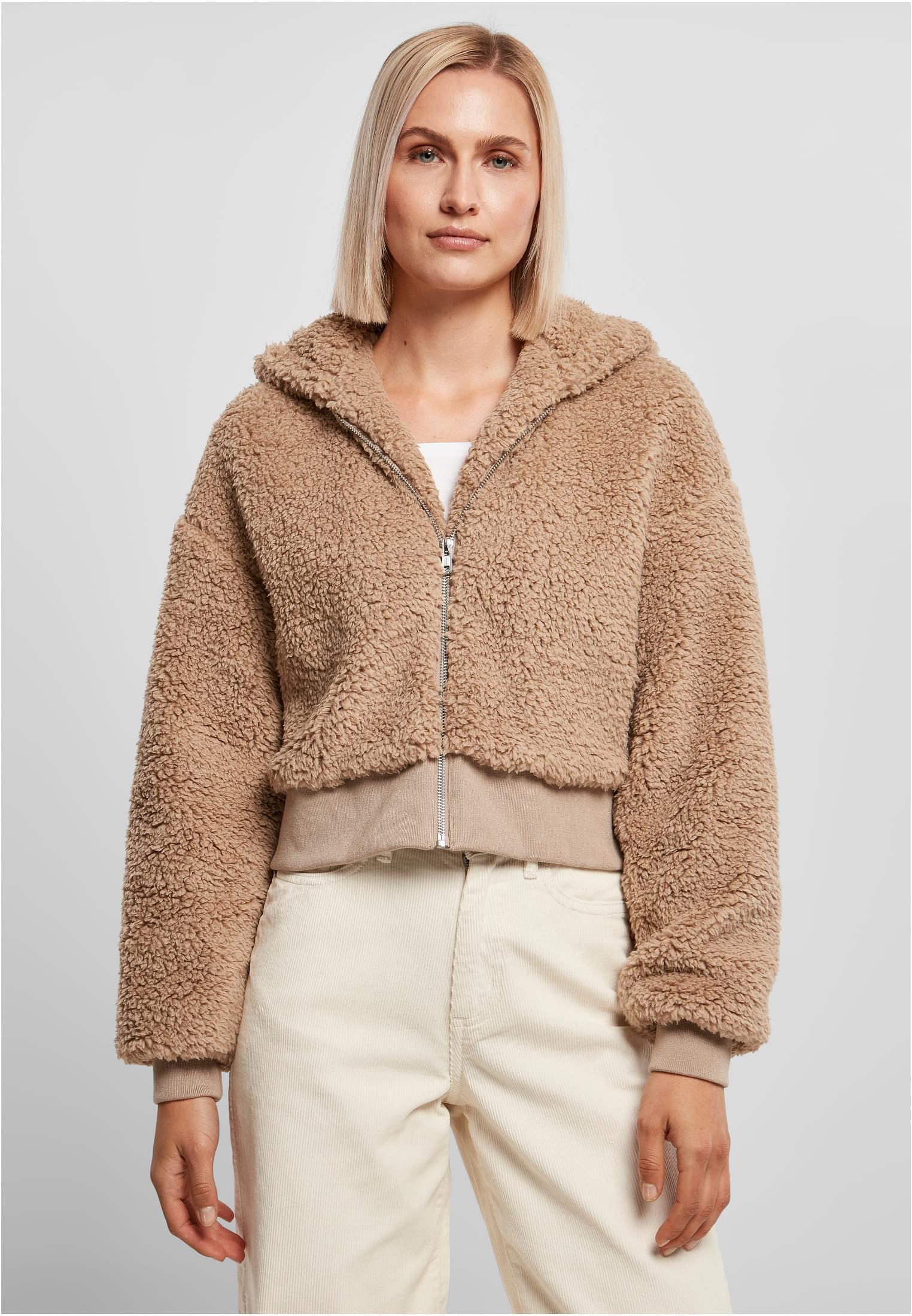 Urban Classics Giacca Short Oversized Sherpa softtaupe