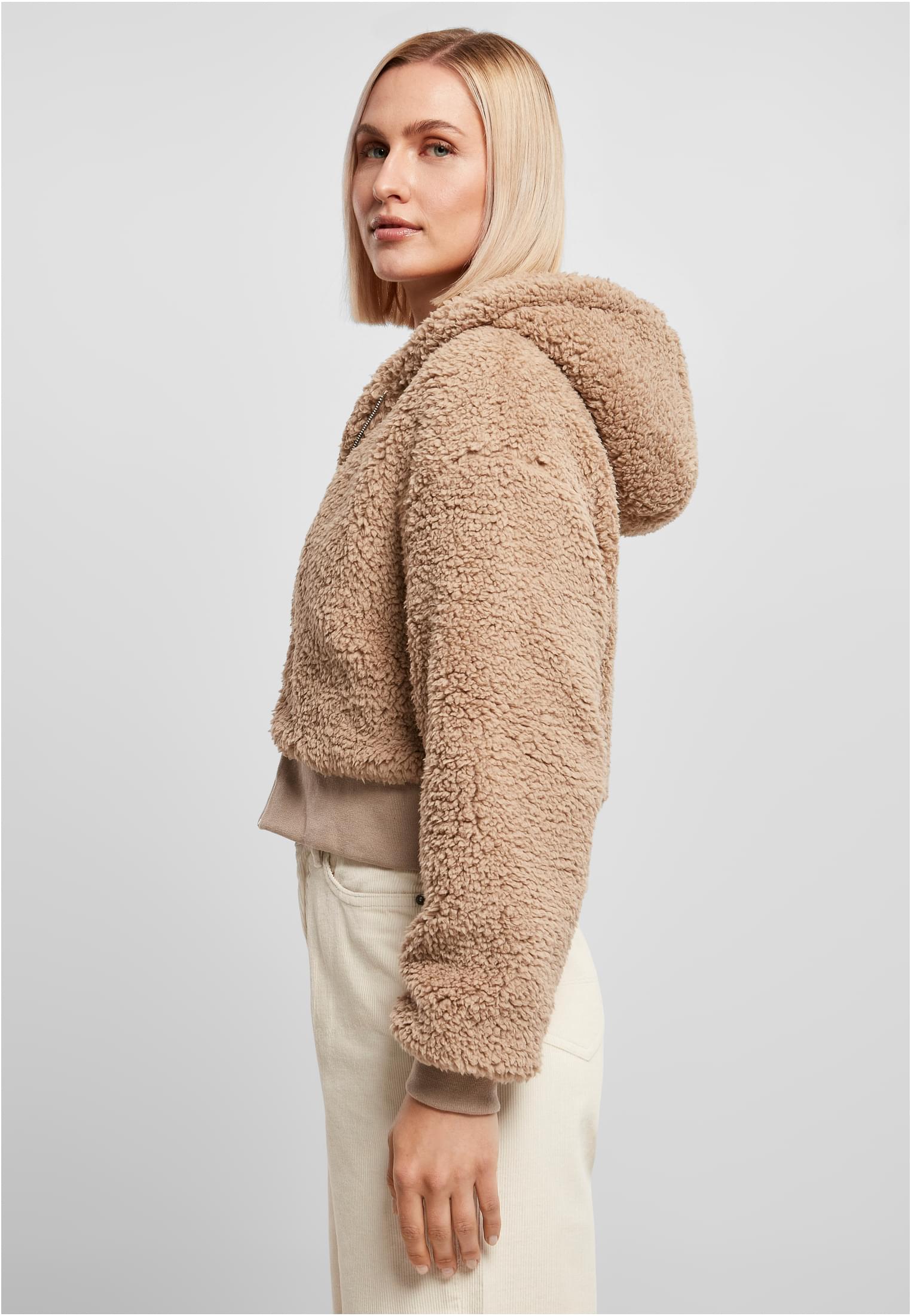 Urban Classics Giacca Short Oversized Sherpa softtaupe