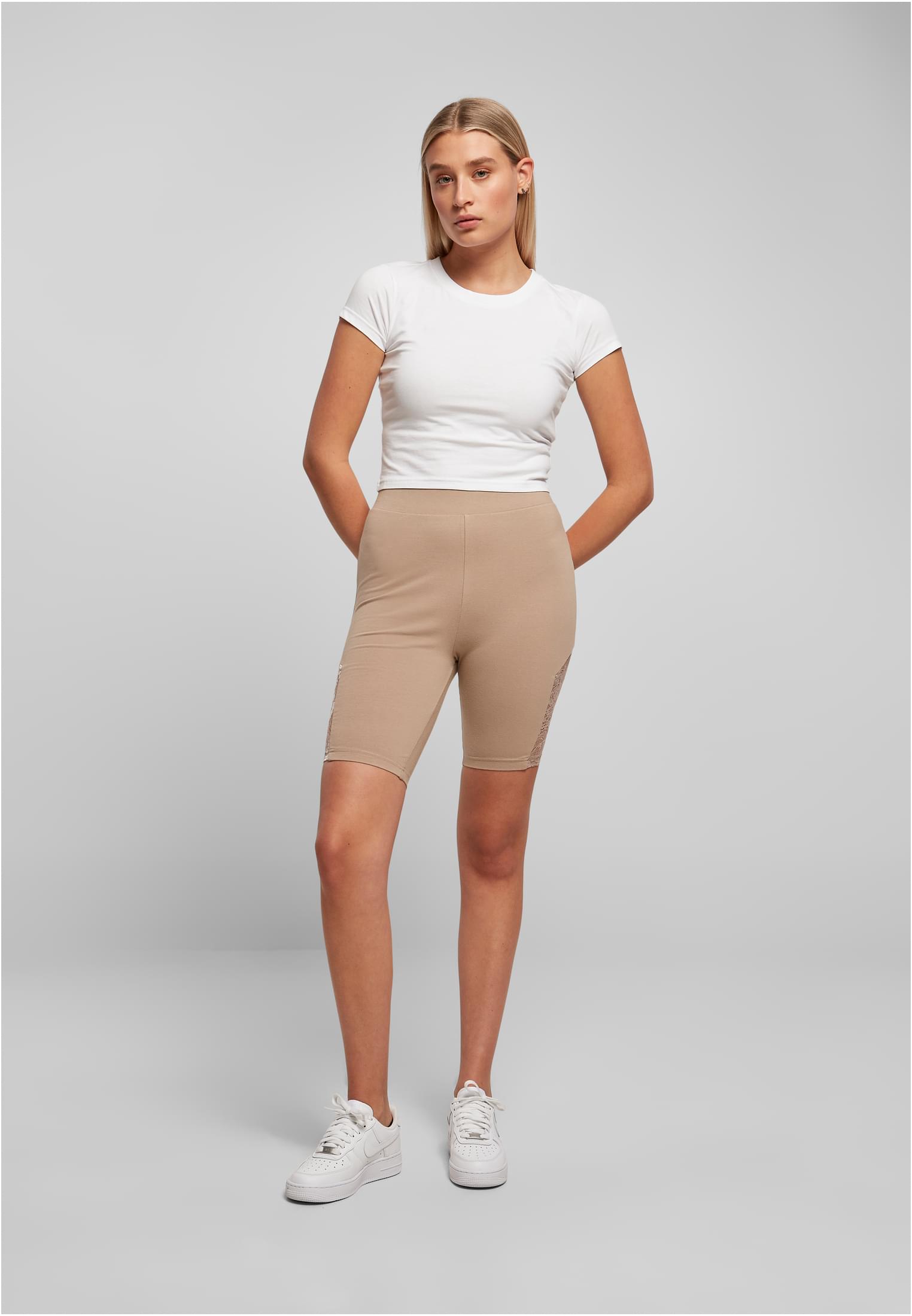 Urban Classics Pantaloncini High Waist Lace Inset Cycle softtaupe