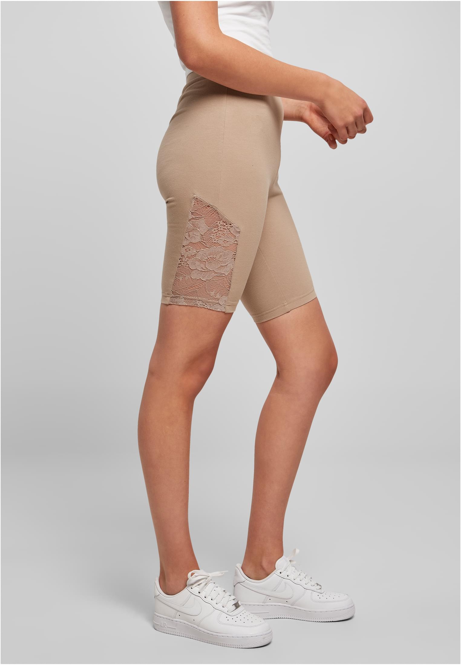 Urban Classics Pantaloncini High Waist Lace Inset Cycle softtaupe