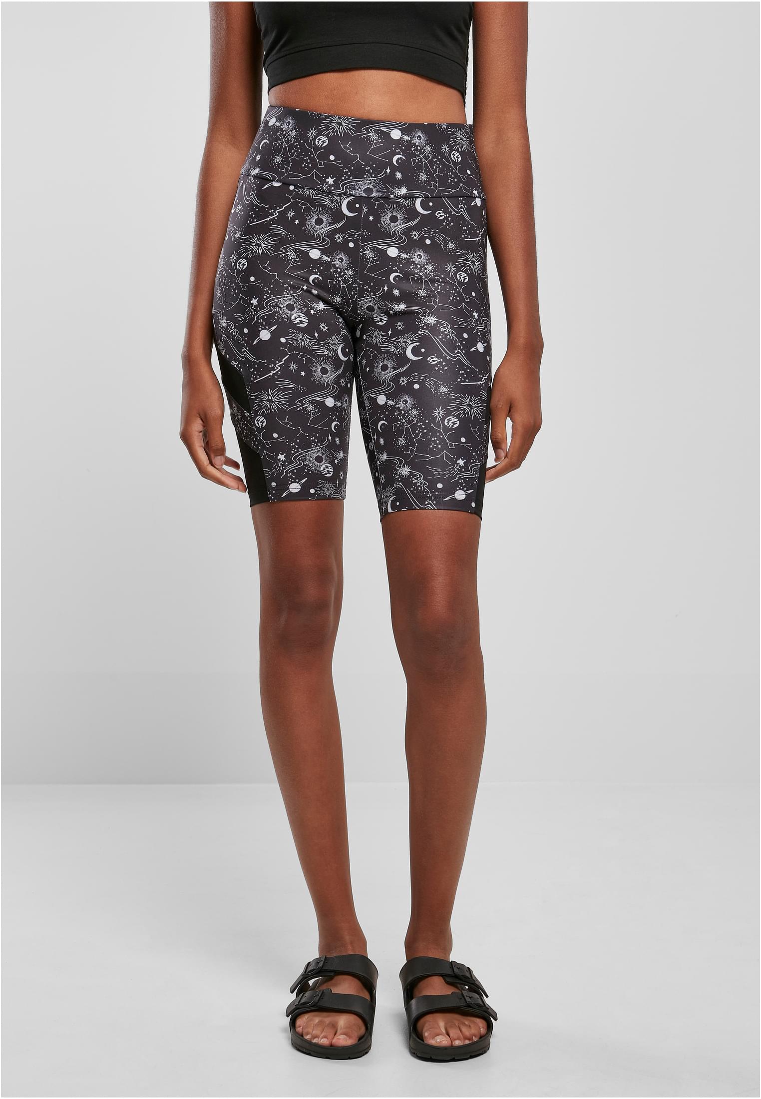 UC Ladies Pantaloncini High Waist Tech Mesh AOP Cycle blackuniverse