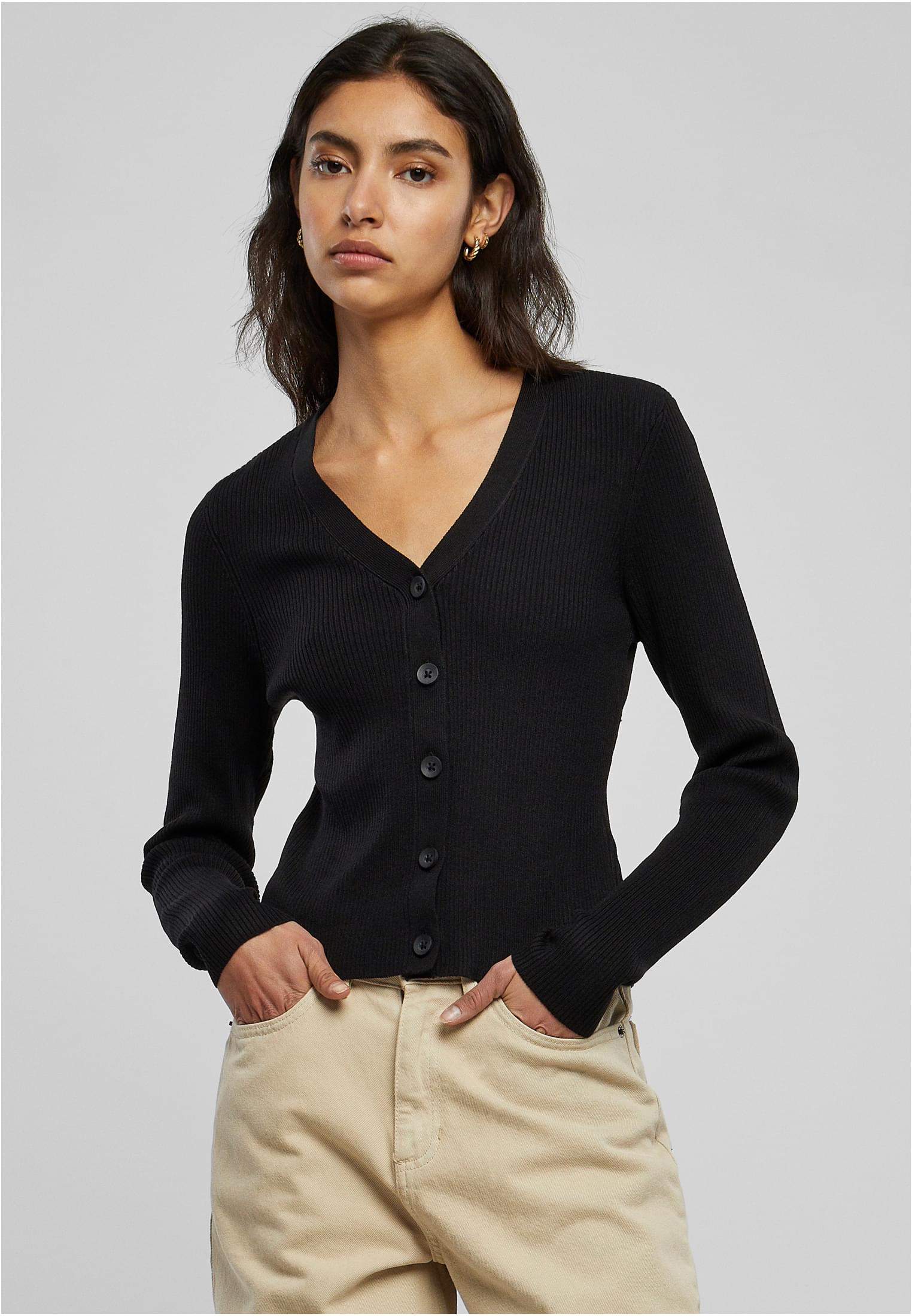 UC Ladies Cardigan Short Rib Knit