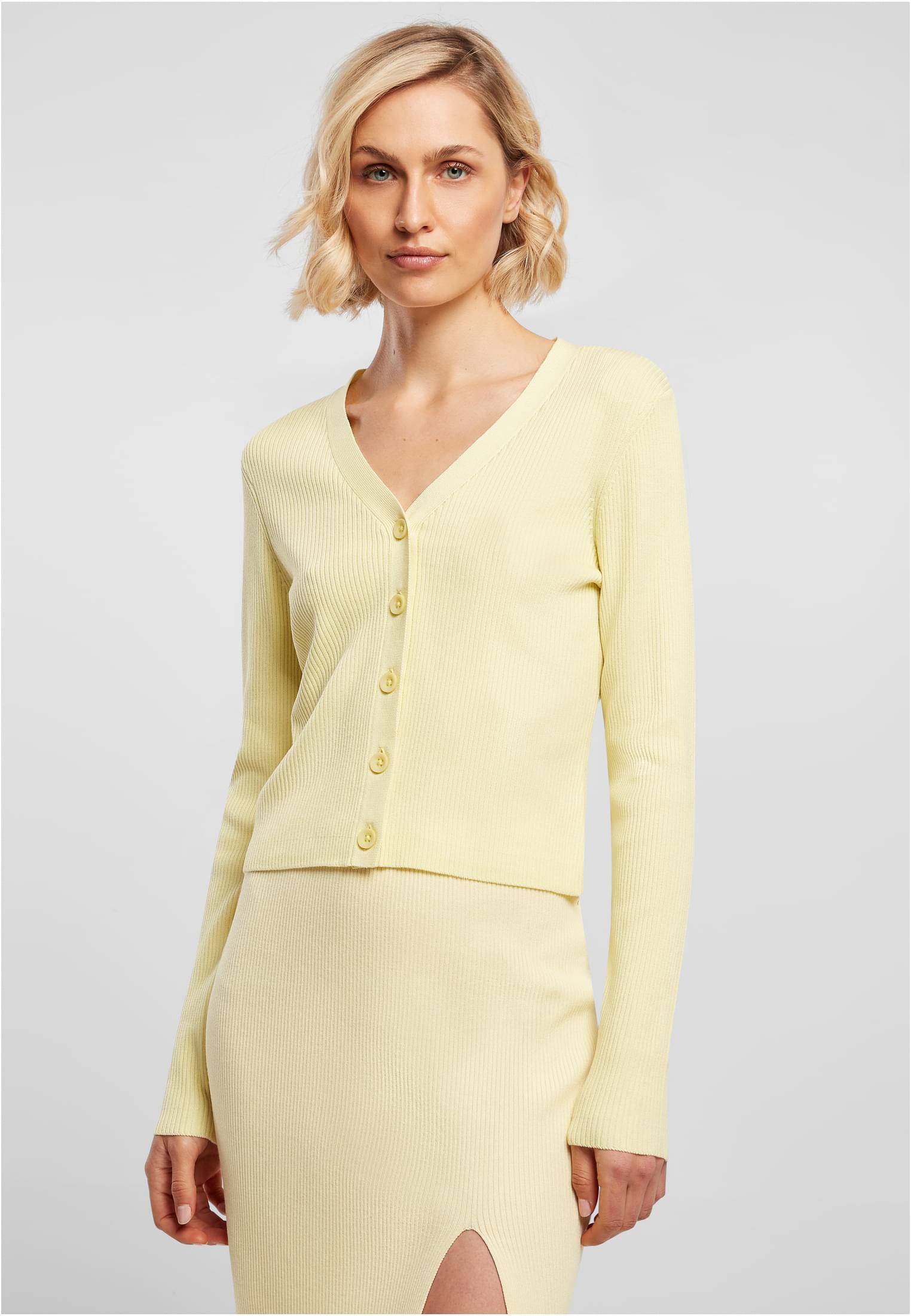 Urban Classics Cardigan Short Rib Knit softyellow