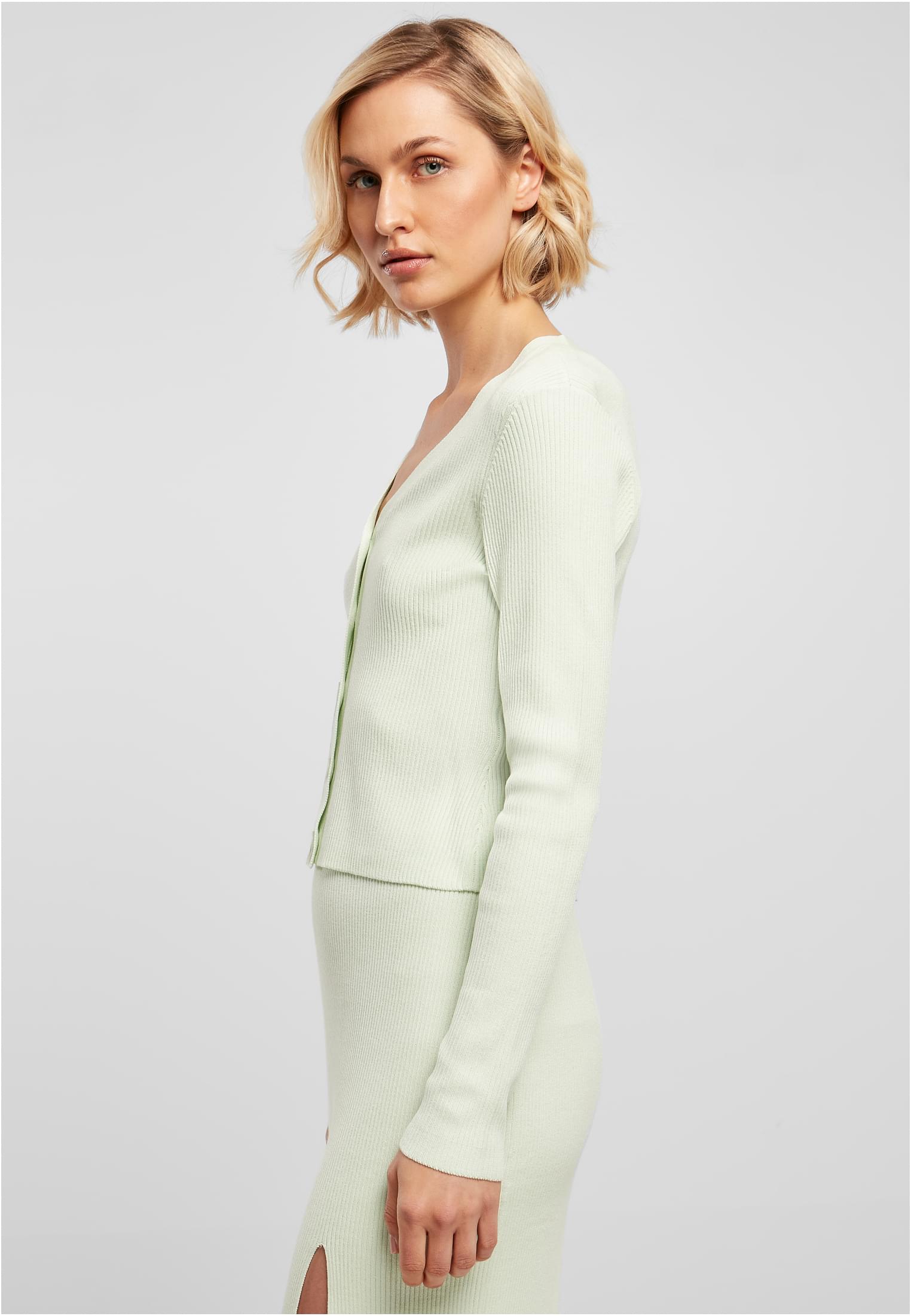 UC Ladies Cardigan Short Rib Knit lightmint