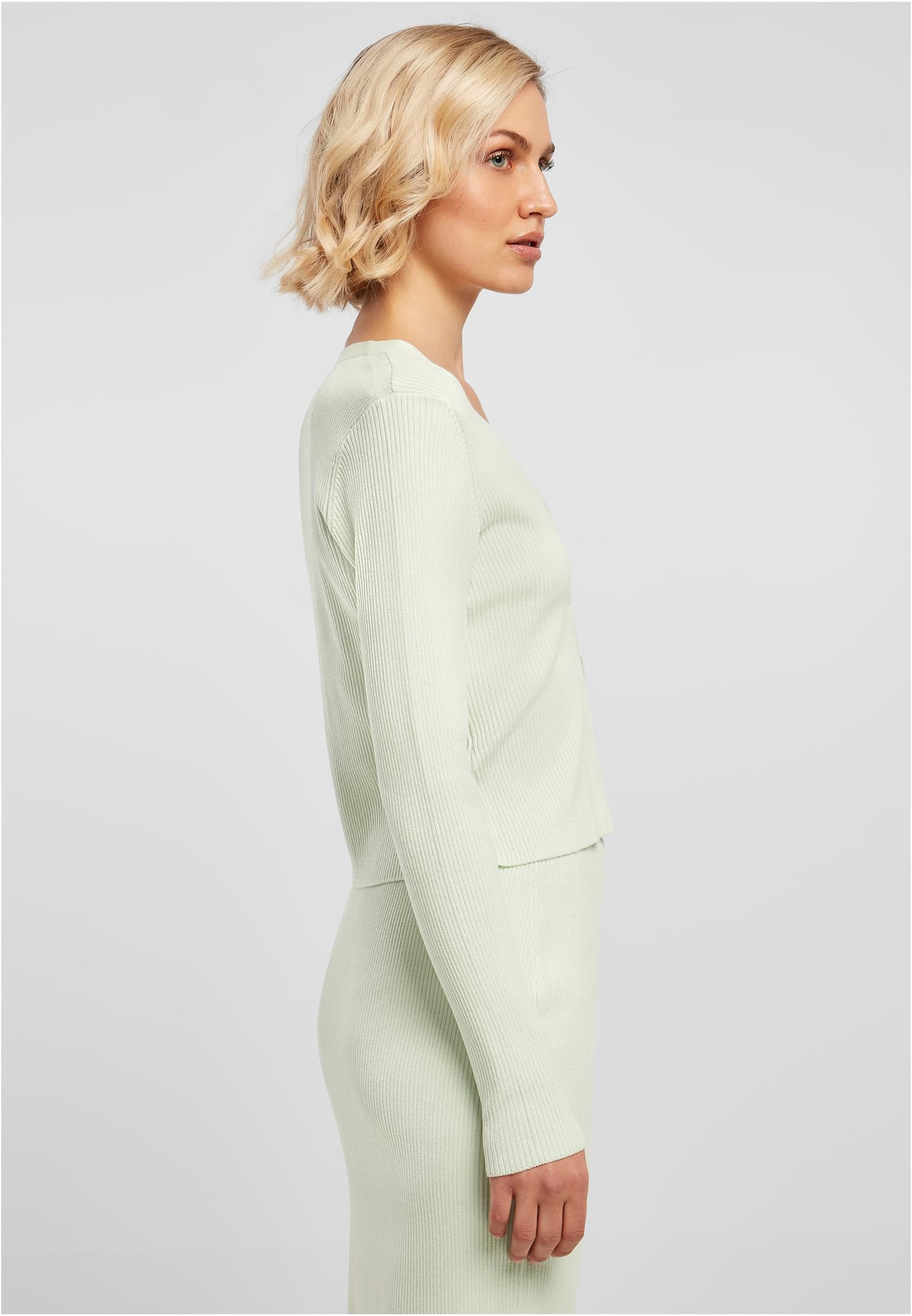 UC Ladies Cardigan Short Rib Knit lightmint